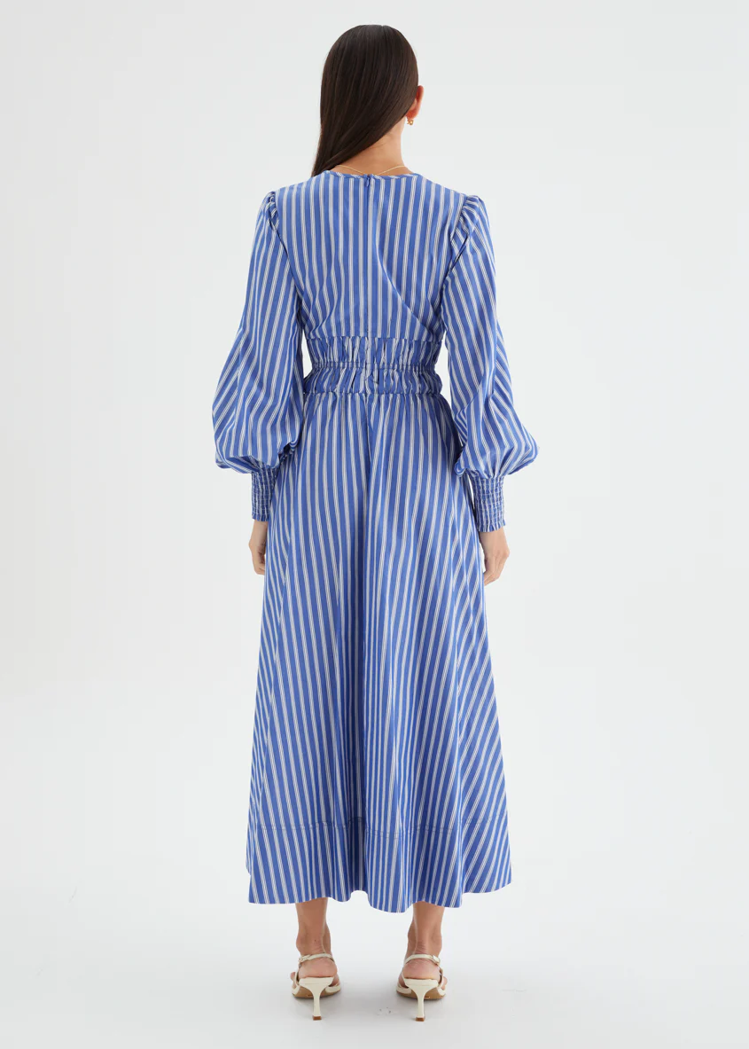 Deanna Midi Dress - Blue Stripe - Image 5