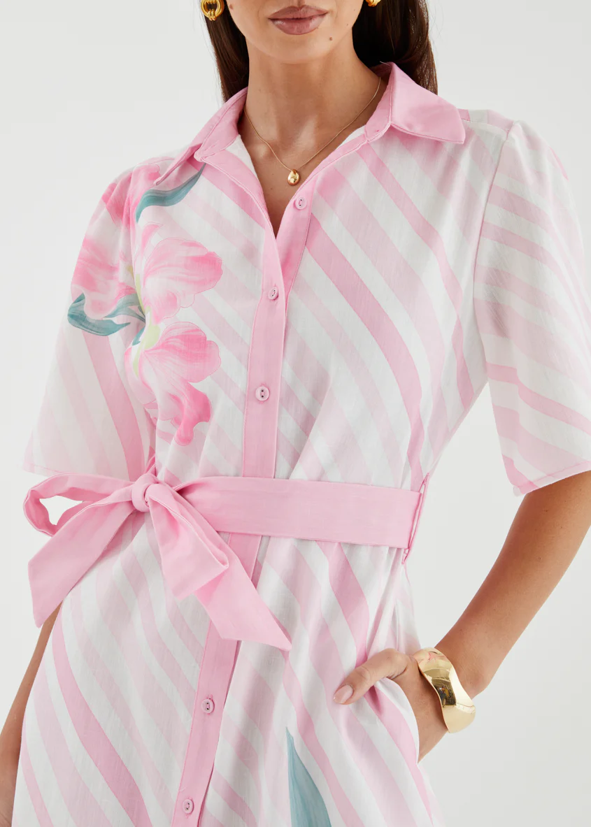 Debbi Maxi Dress - Pink Stripe - Image 9