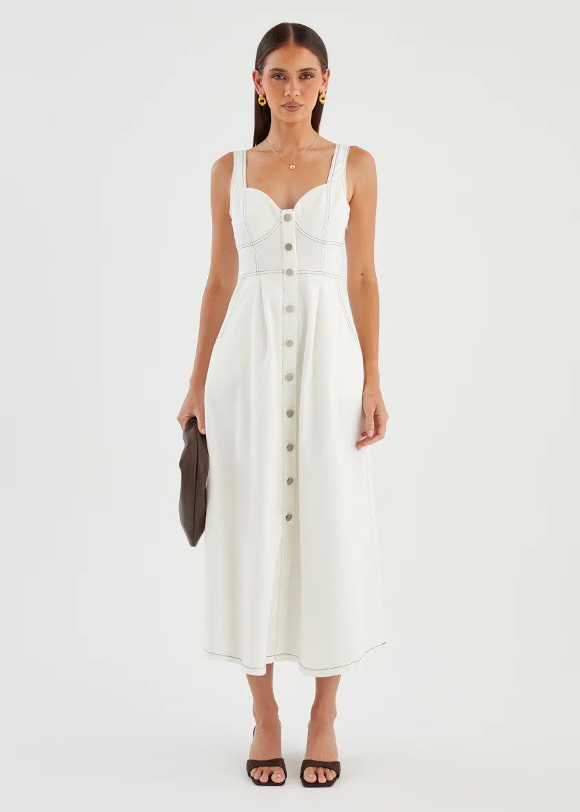Deja Denim Midi Dress - Off White - Image 8