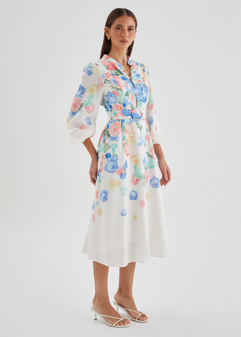 Delta Midi Dress - White Floral - Image 7