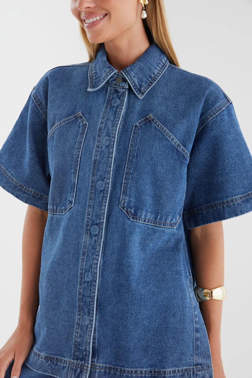 Devorah Denim Shirt - Indigo - Image 11