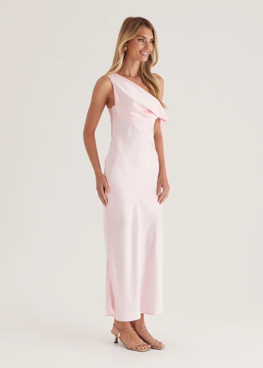 Draela One Shoulder Midi Dress - Pink - Image 11
