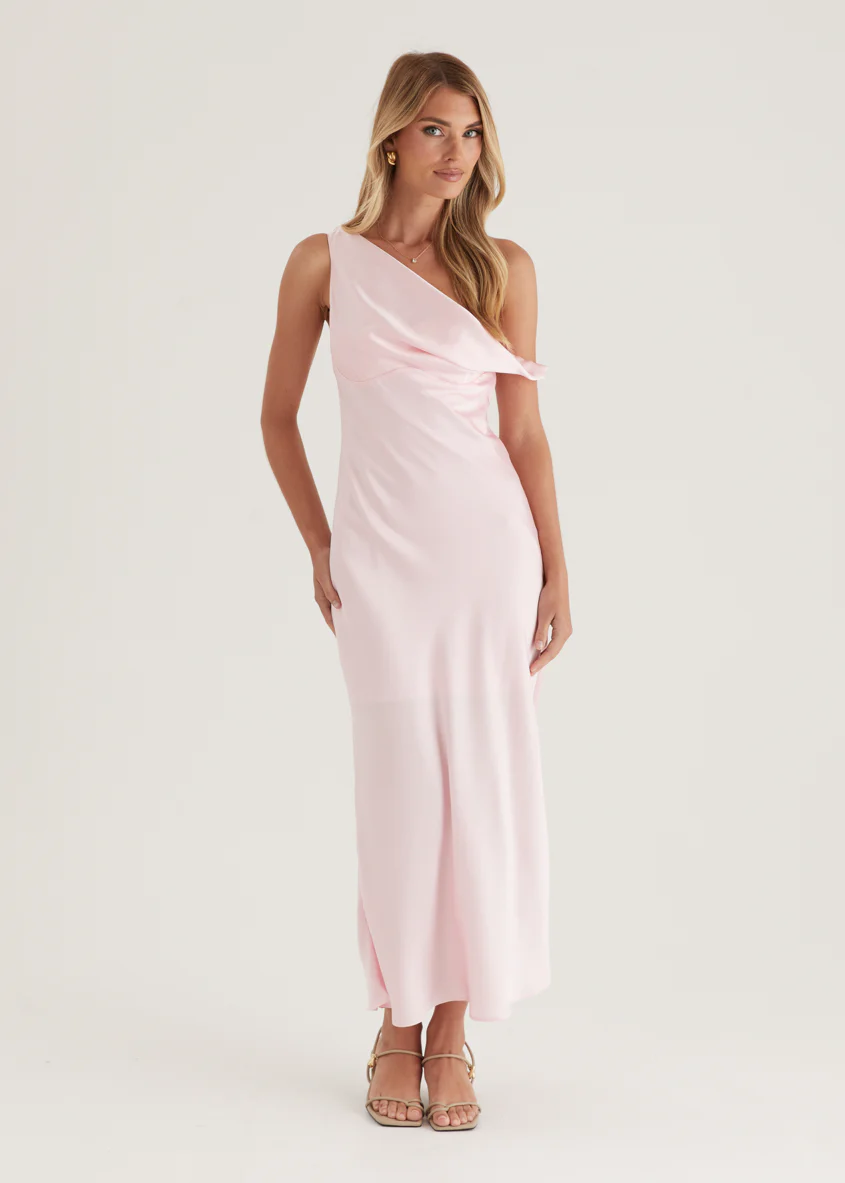 Draela One Shoulder Midi Dress - Pink - Image 8
