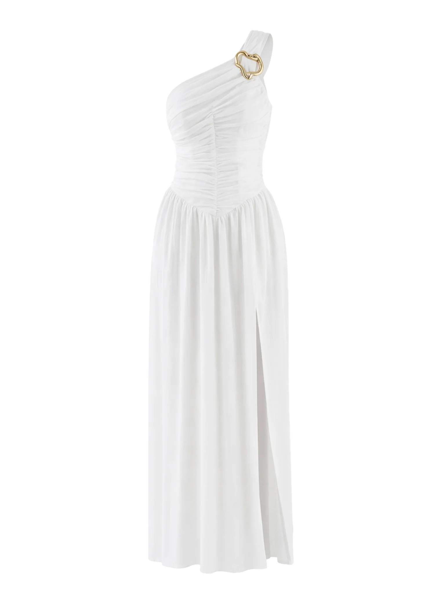 Earlina One Shoulder Maxi Dress - Off White - Image 2