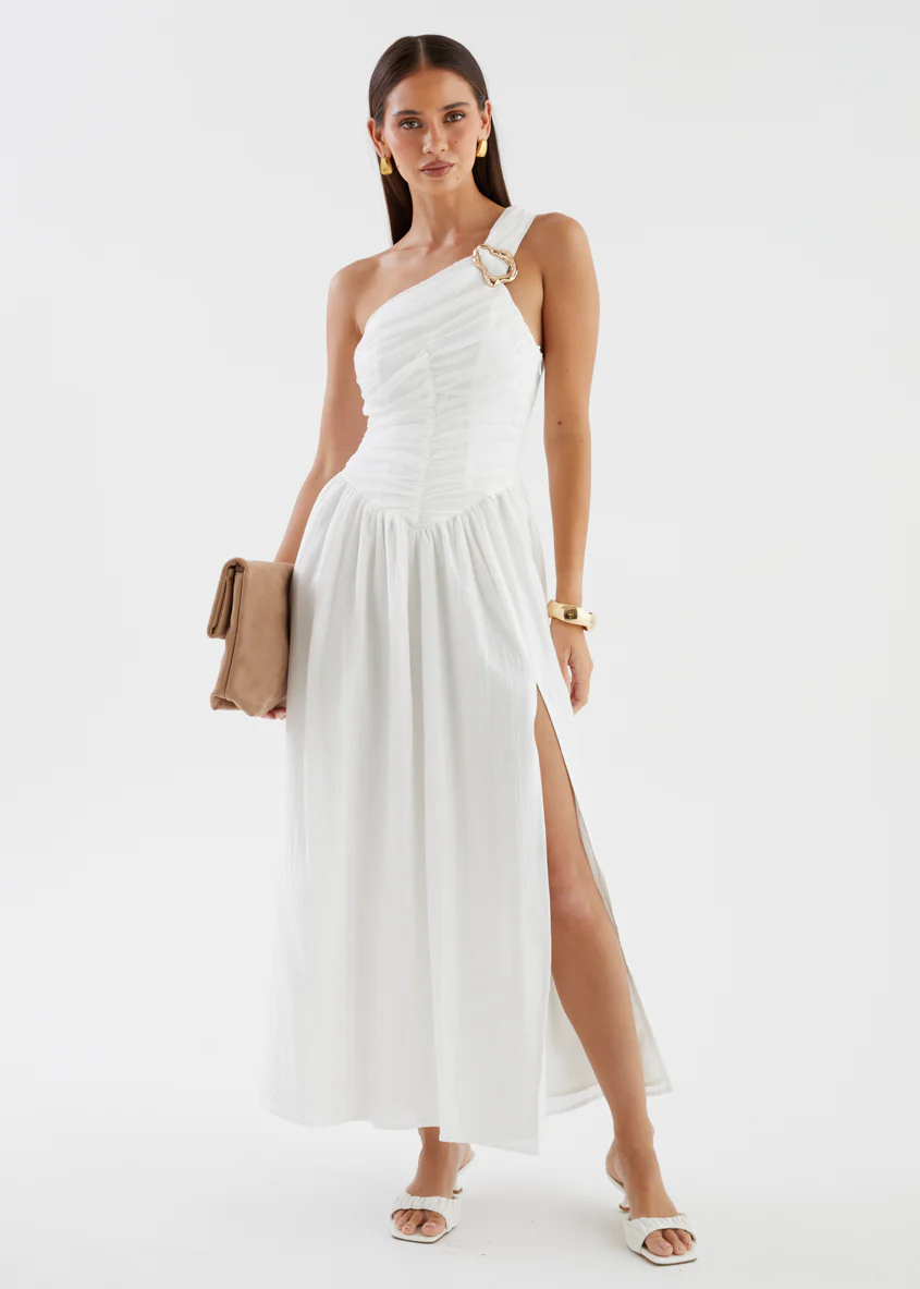 Earlina One Shoulder Maxi Dress - Off White - Image 5
