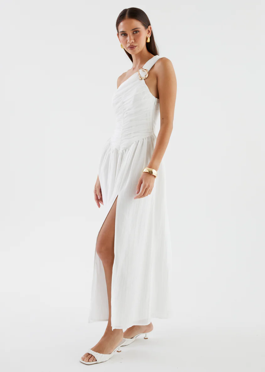 Earlina One Shoulder Maxi Dress - Off White - Image 8