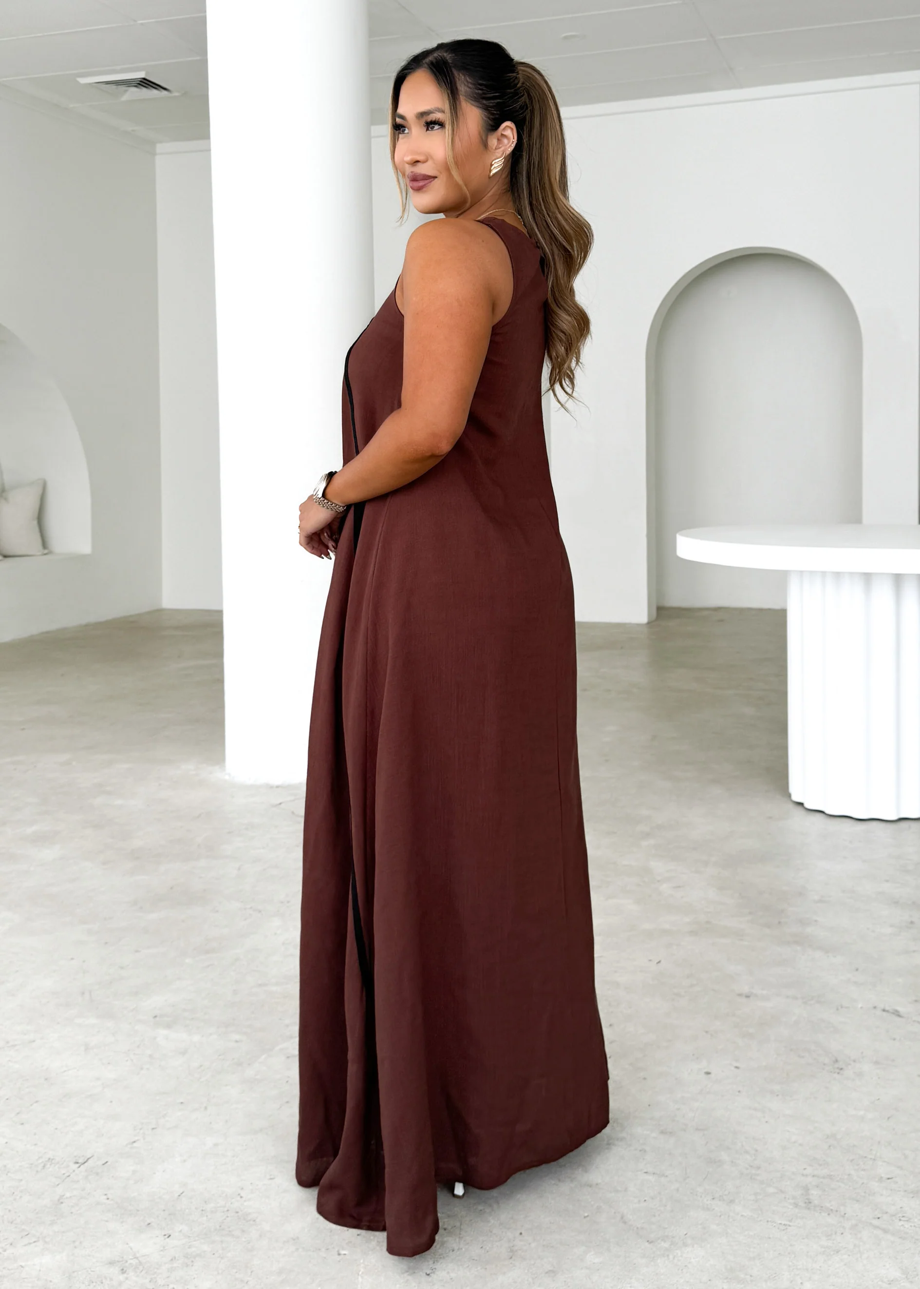 Eclairi Maxi Dress - Chocolate - Image 4