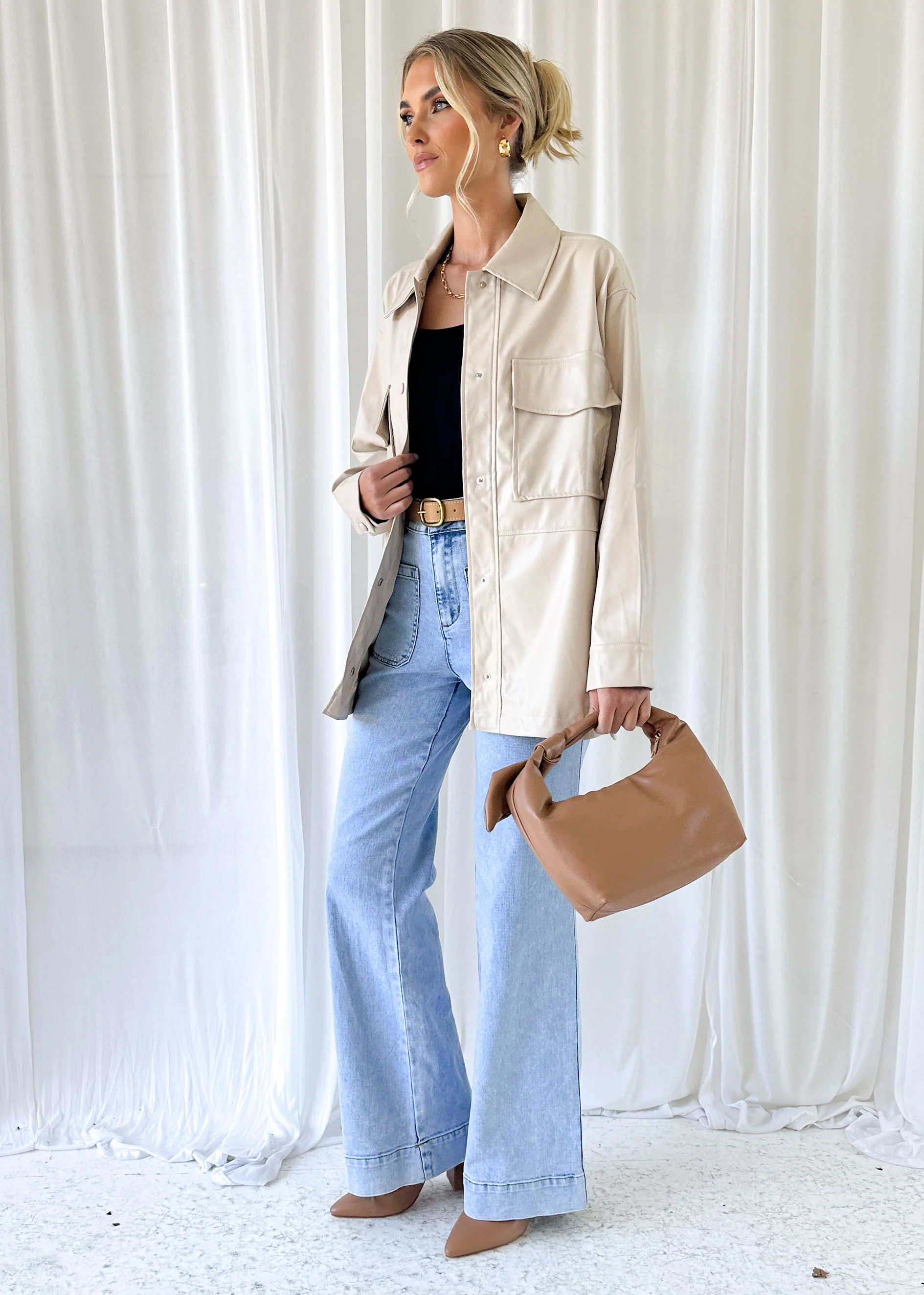 Elainne PU Jacket - Beige - Image 4
