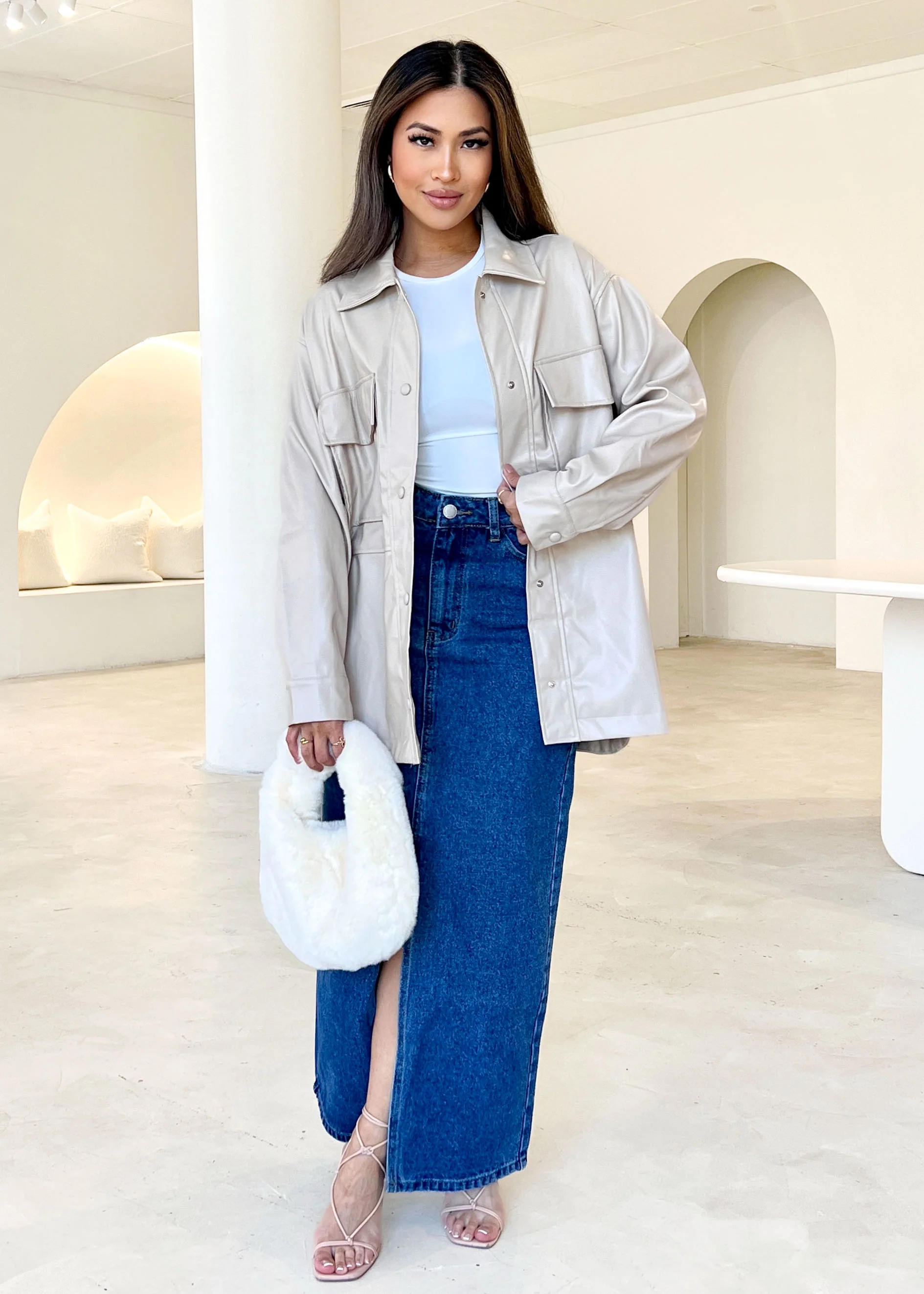 Elainne PU Jacket - Beige - Image 6