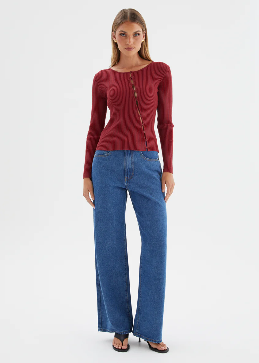 Eleonore Knit Top - Burgundy - Image 5