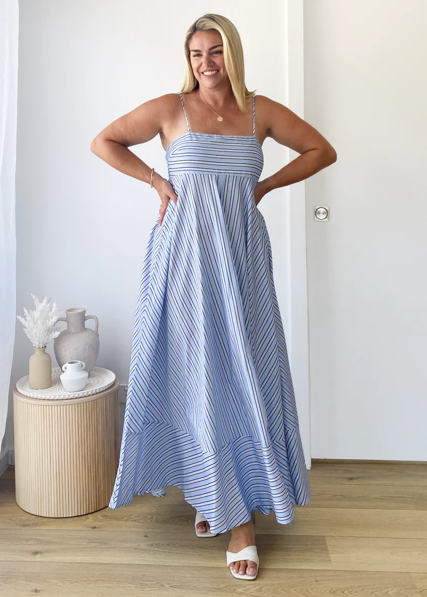 Elide Maxi Dress - Blue Stripe - Image 6
