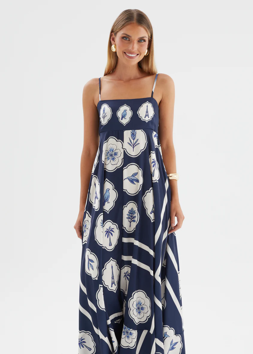 Elide Maxi Dress - Navy White - Image 3