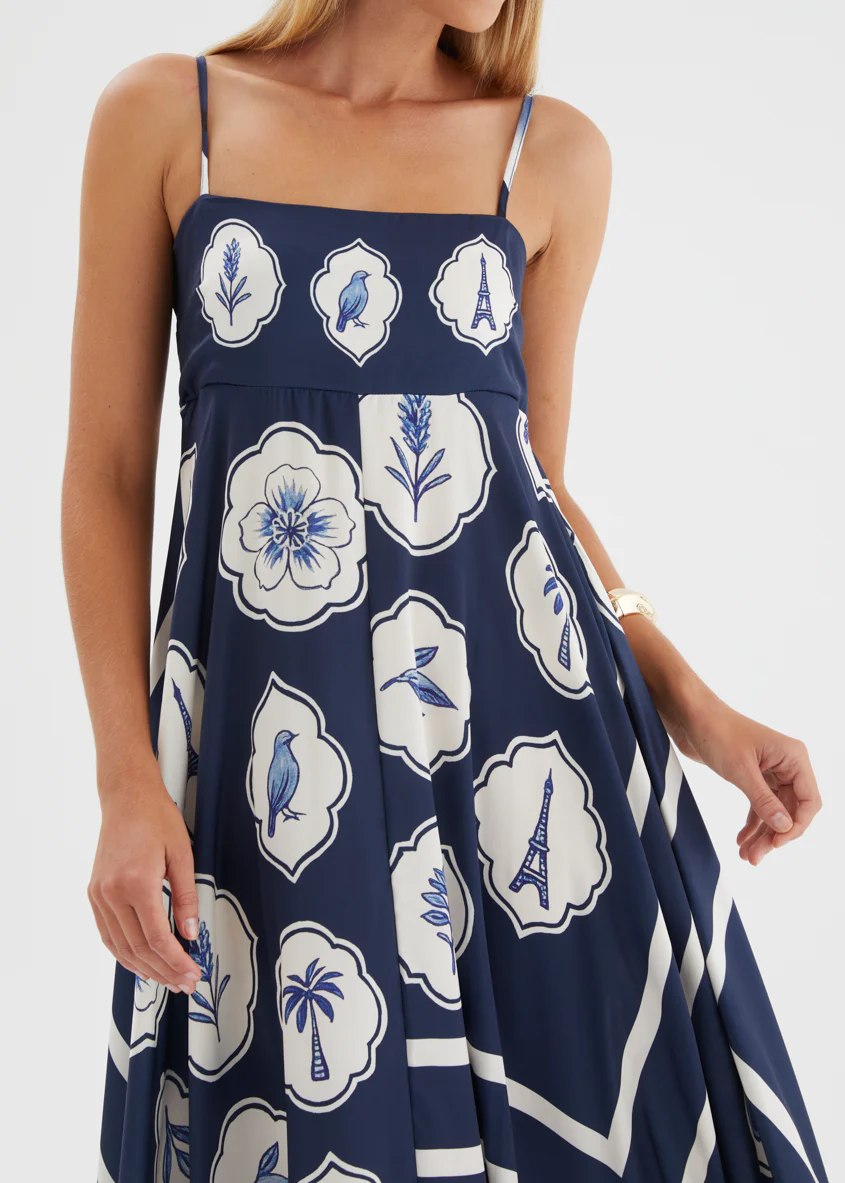 Elide Maxi Dress - Navy White - Image 7
