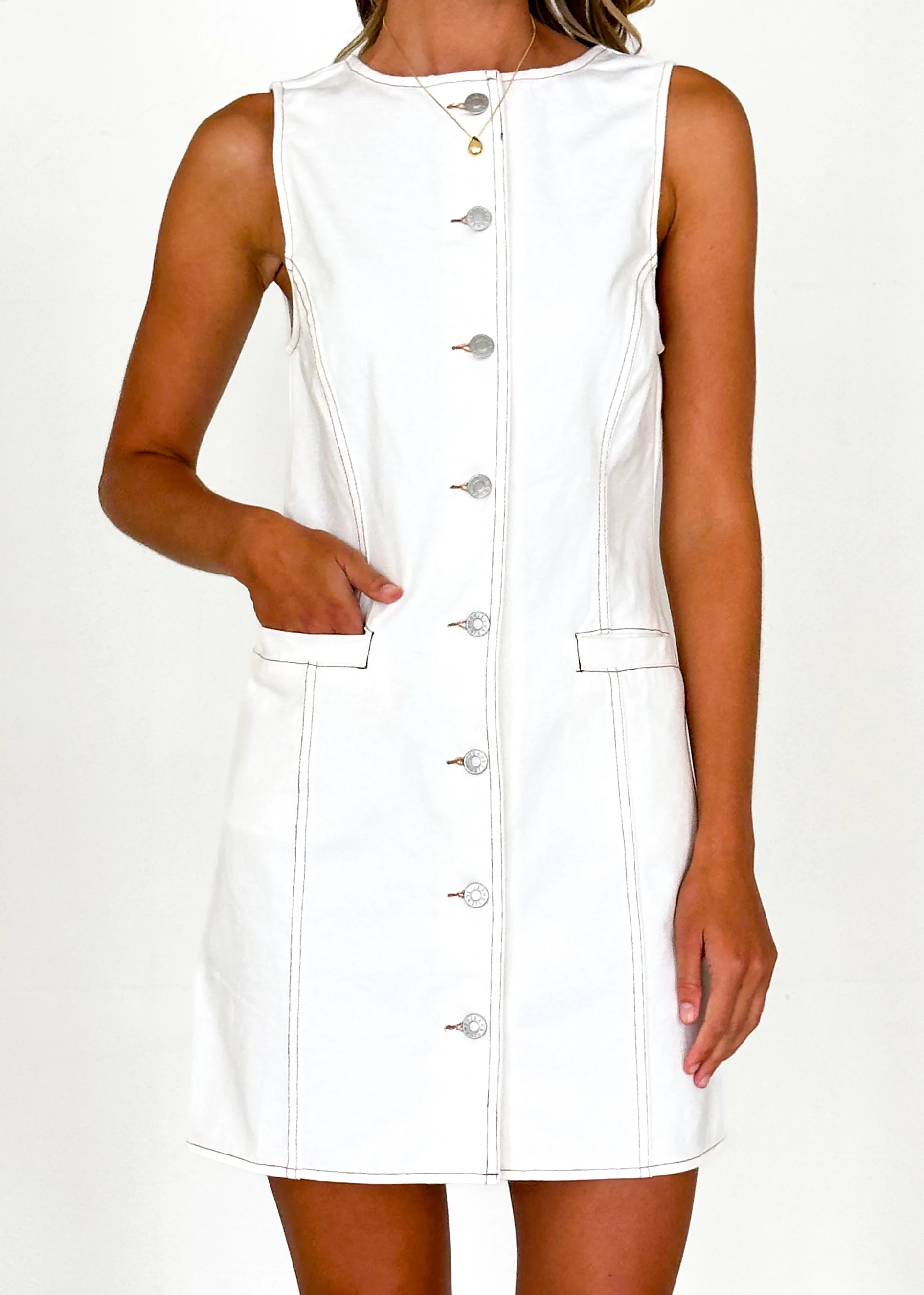 Elixir Denim Dress - Off White - Image 6