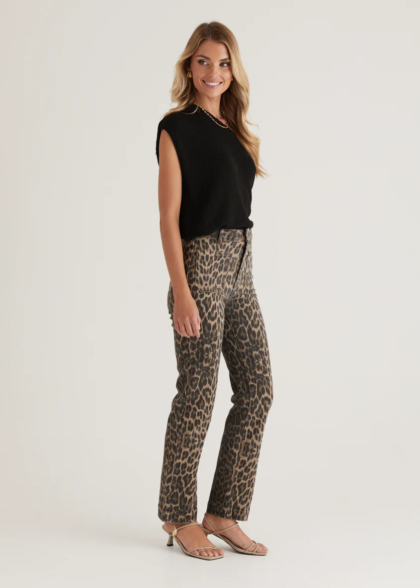 Elkie Stretch Jeans - Leopard - Image 6