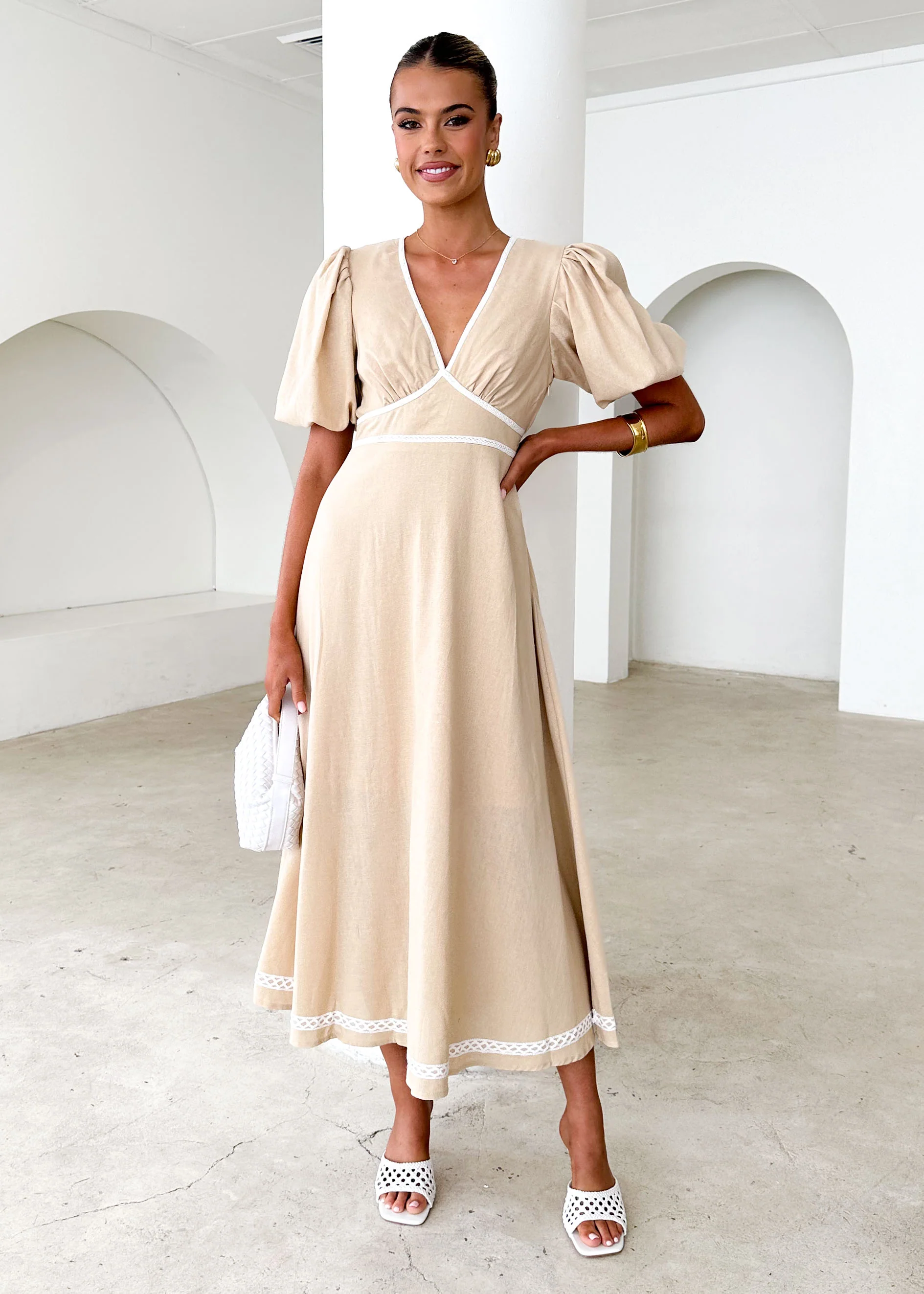 Ellodie Maxi Dress - Beige - Image 3
