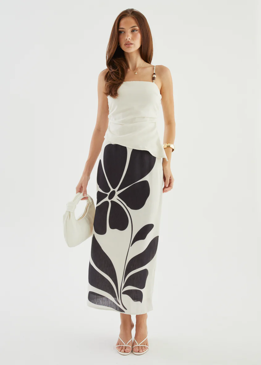 Elodie Midi Skirt - Noir Fleur - Image 5