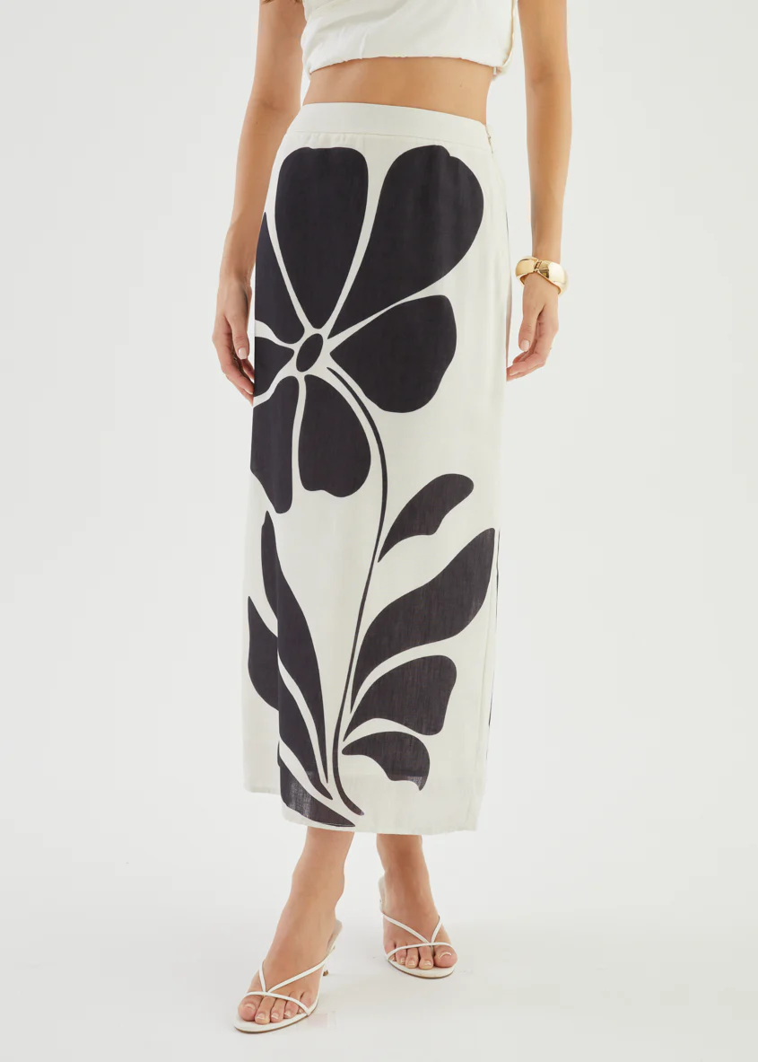 Elodie Midi Skirt - Noir Fleur - Image 8