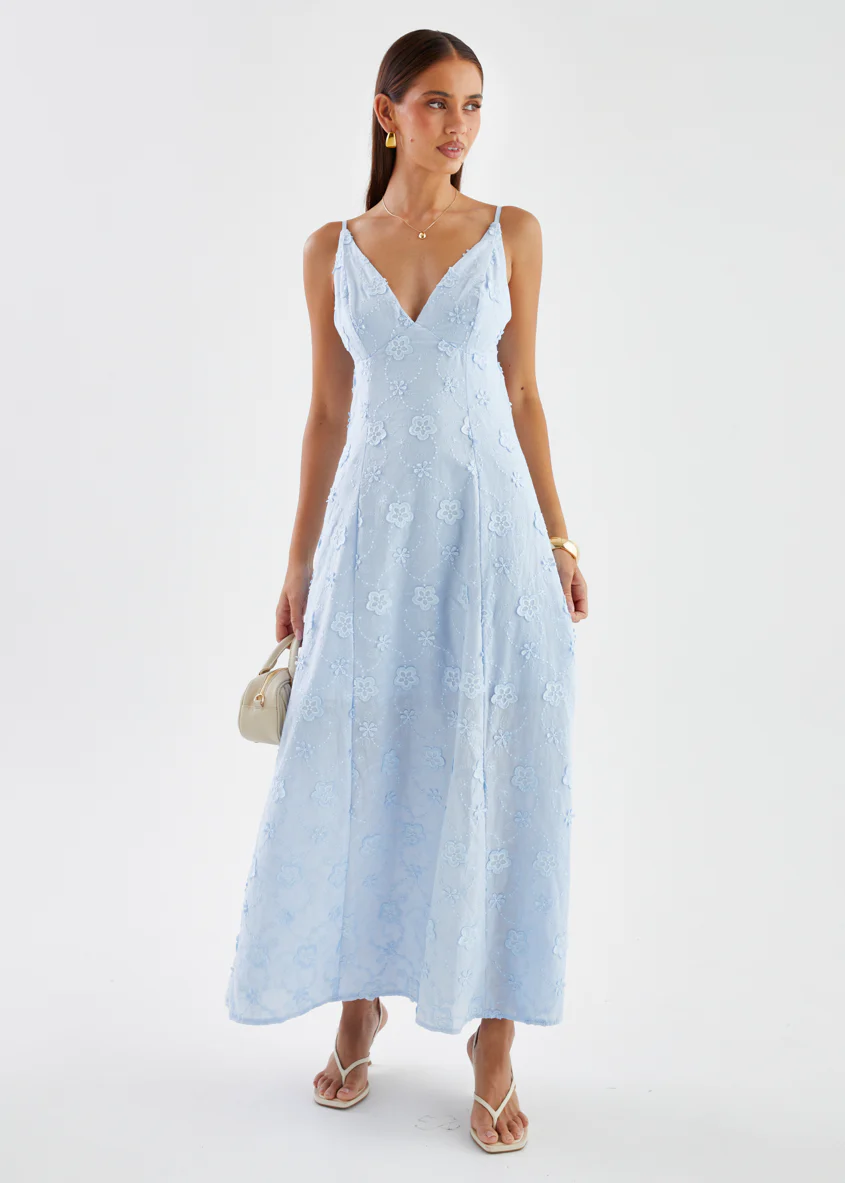 Elsa Embroidered Maxi Dress - Baby Blue - Image 7