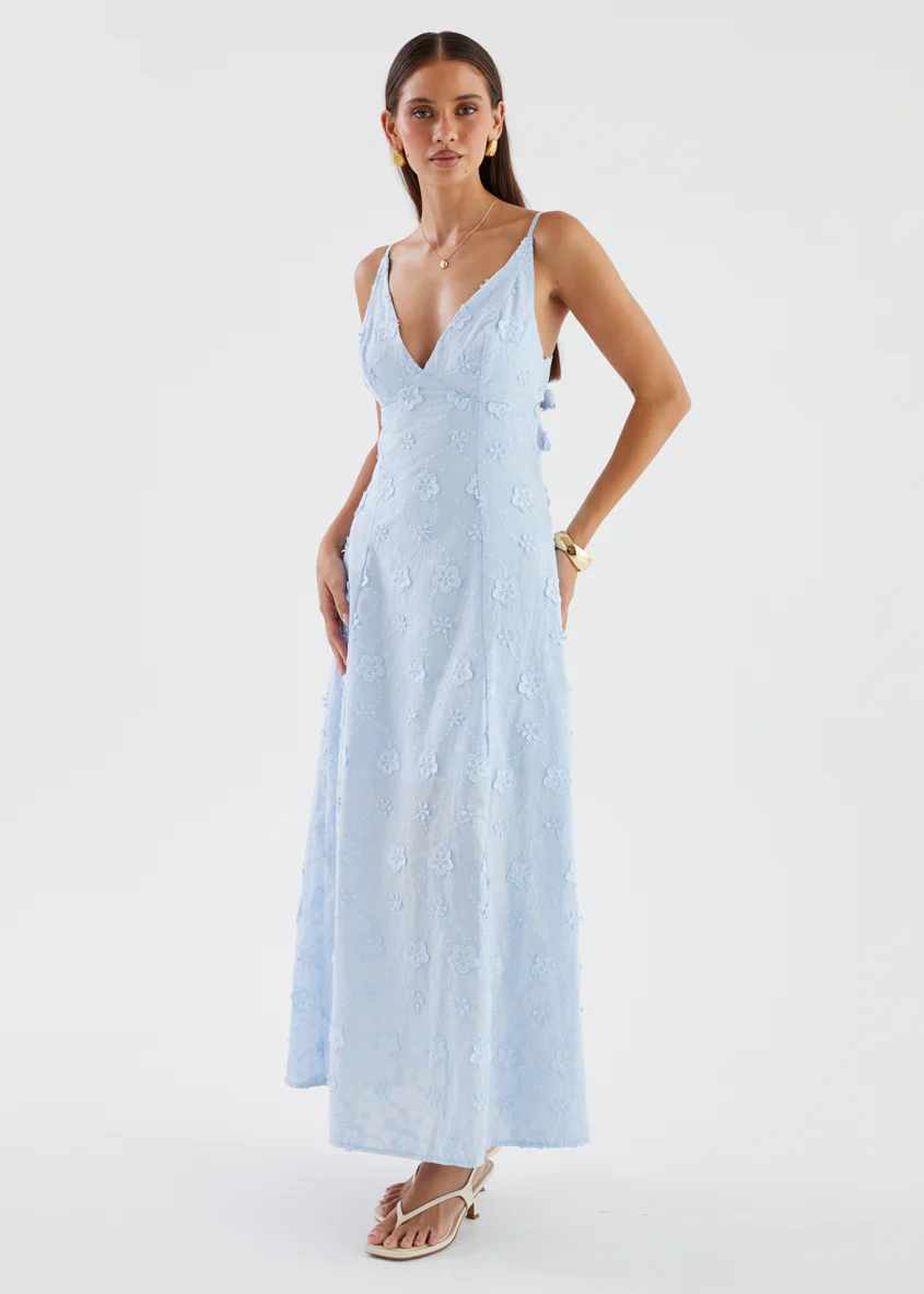 Elsa Embroidered Maxi Dress - Baby Blue - Image 8