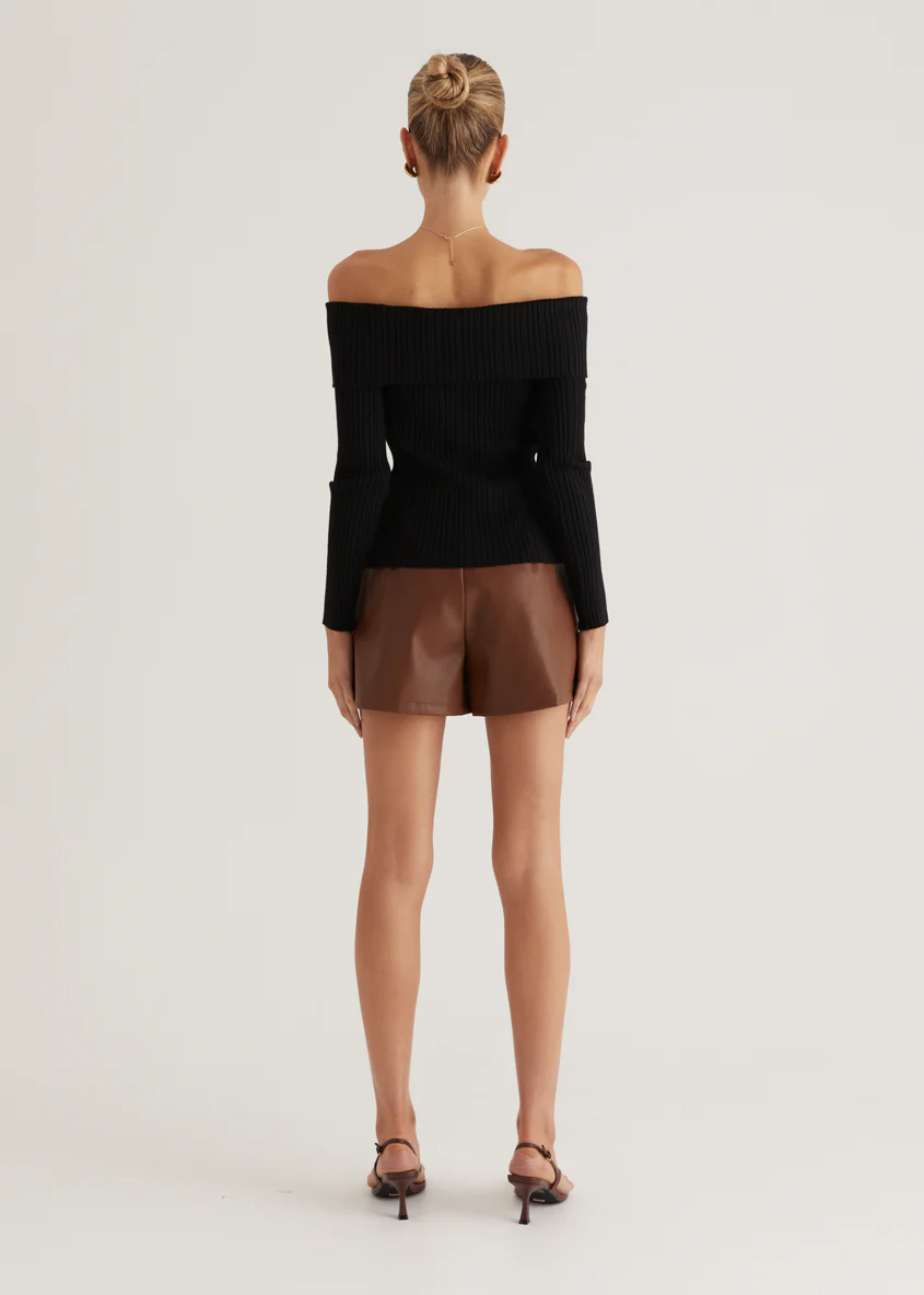 Ember Off Shoulder Knit Top - Black - Image 7