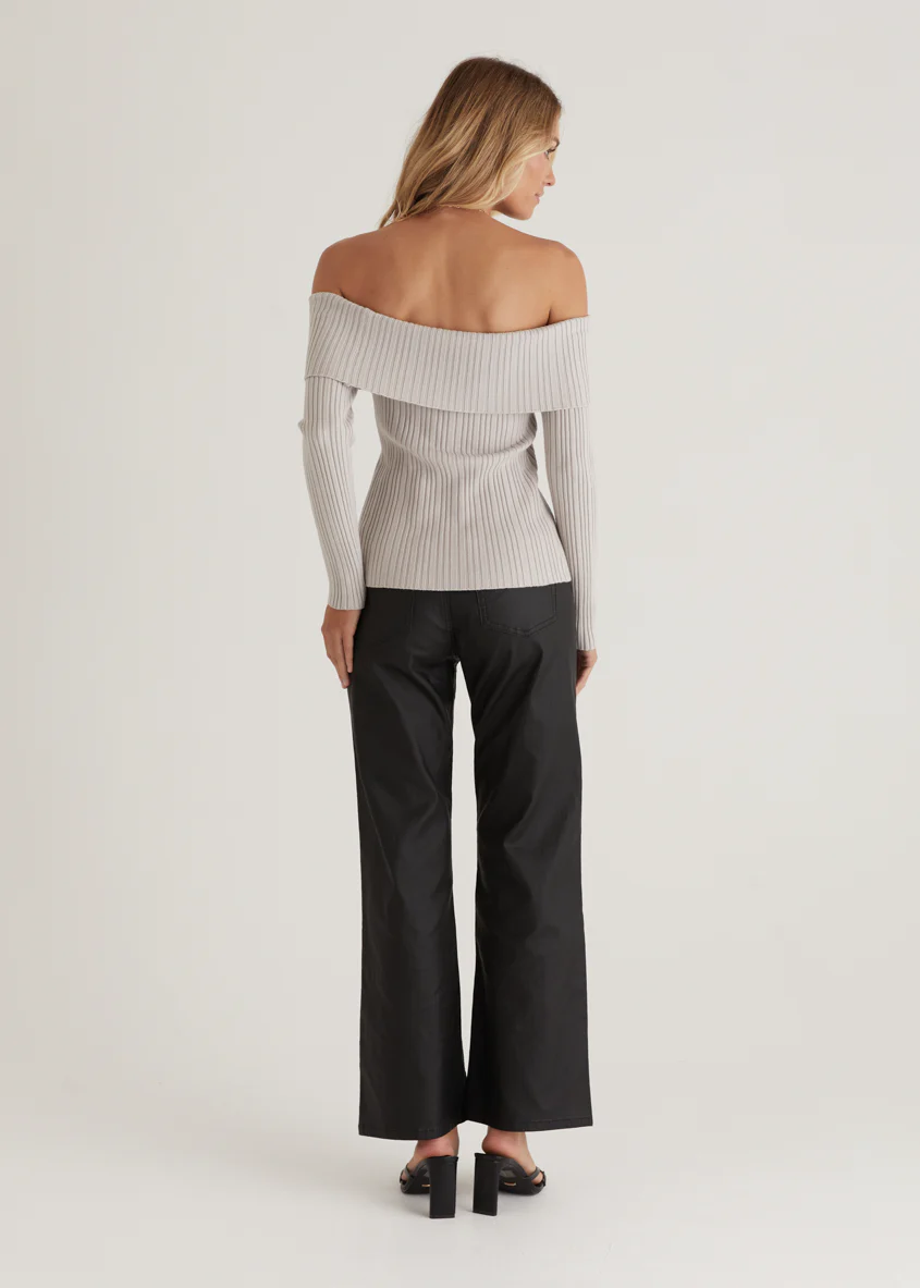 Ember Off Shoulder Knit Top - Stone - Image 7