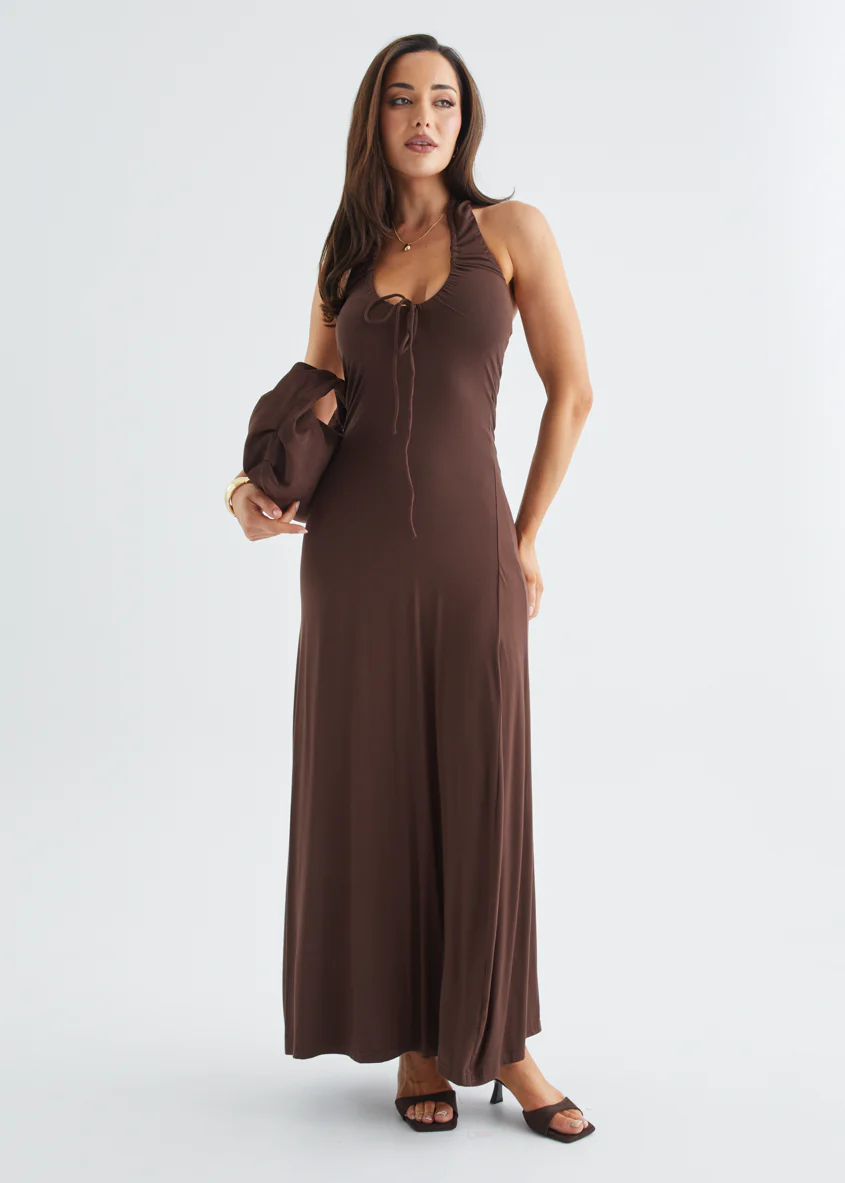 Erin Halter Maxi Dress - Chocolate - Image 2