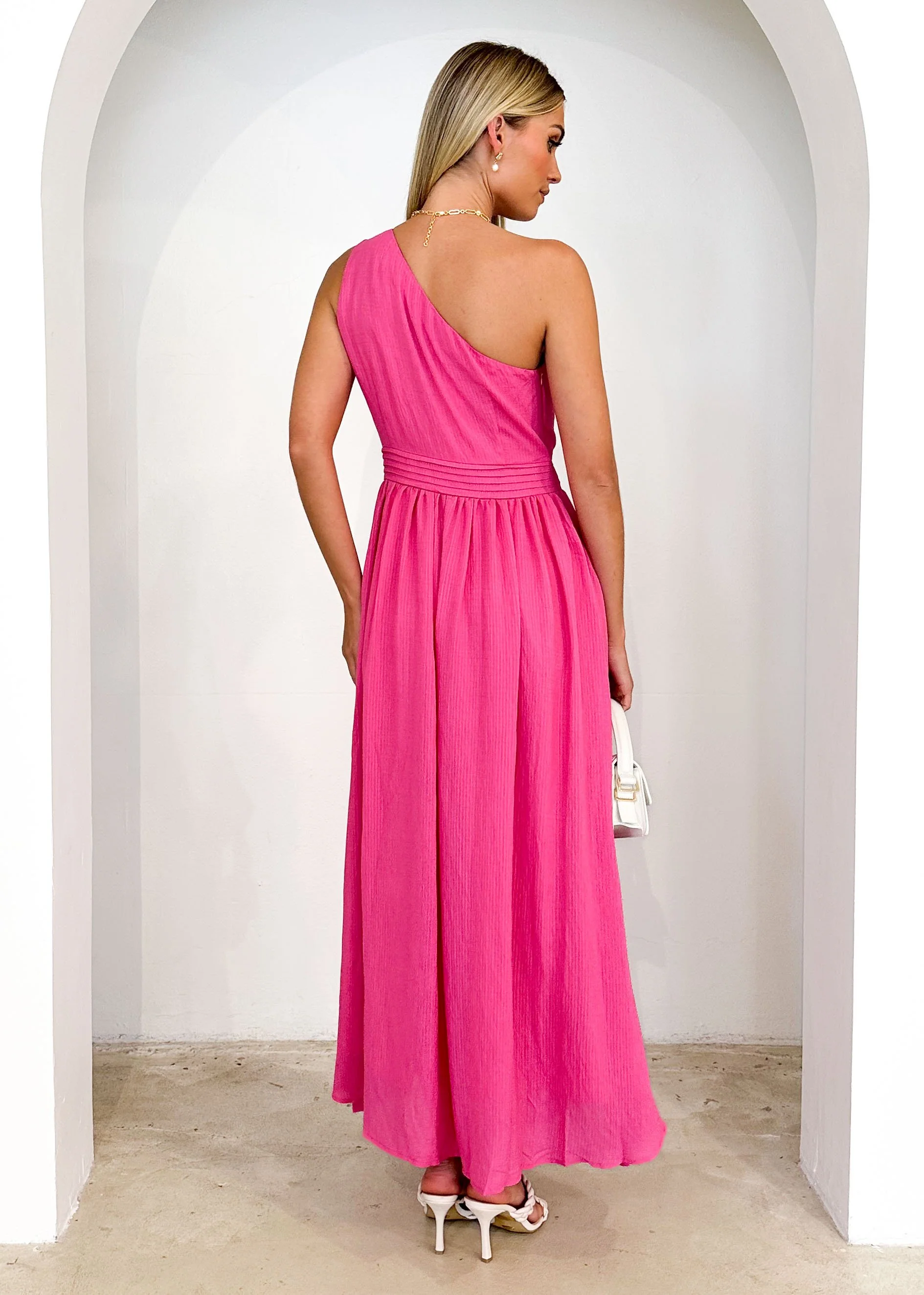 Essja One Shoulder Midi Dress - Pink - Image 9
