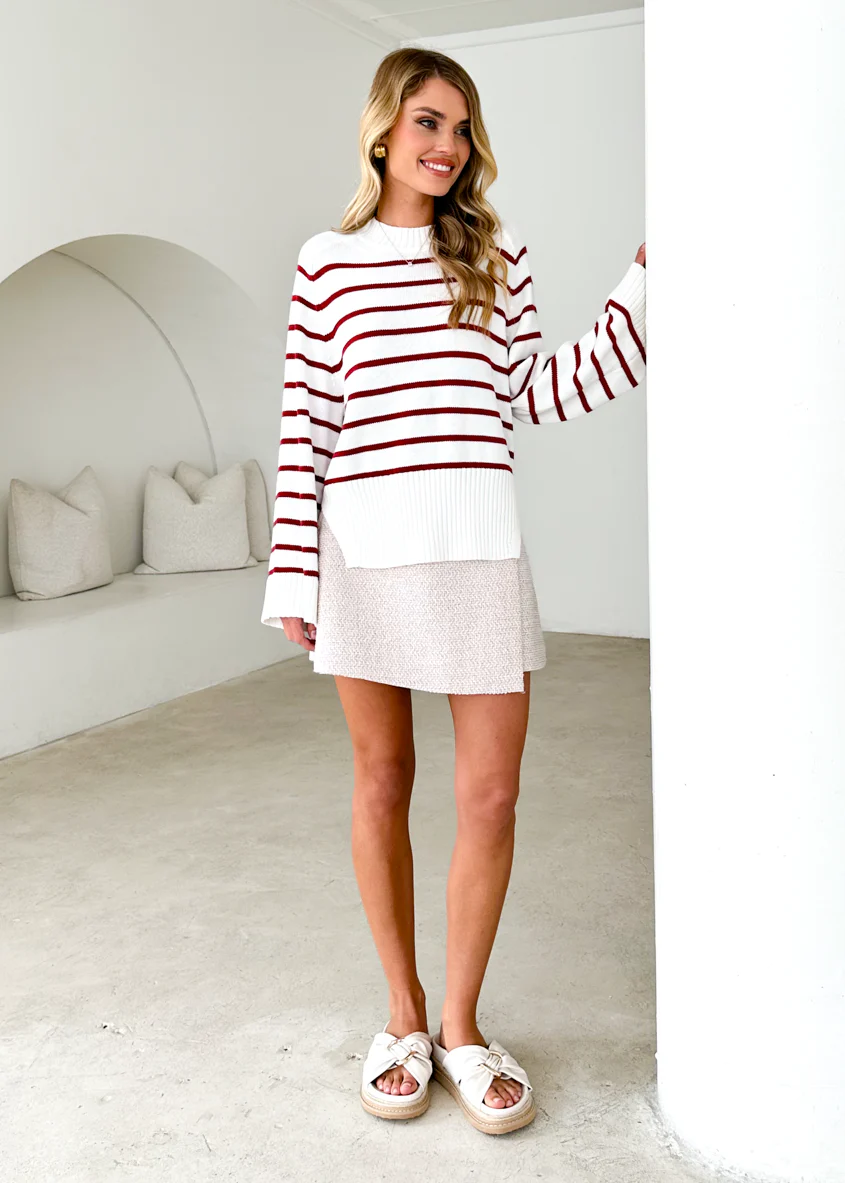 Eva Sweater - Wine Stripe - Image 4