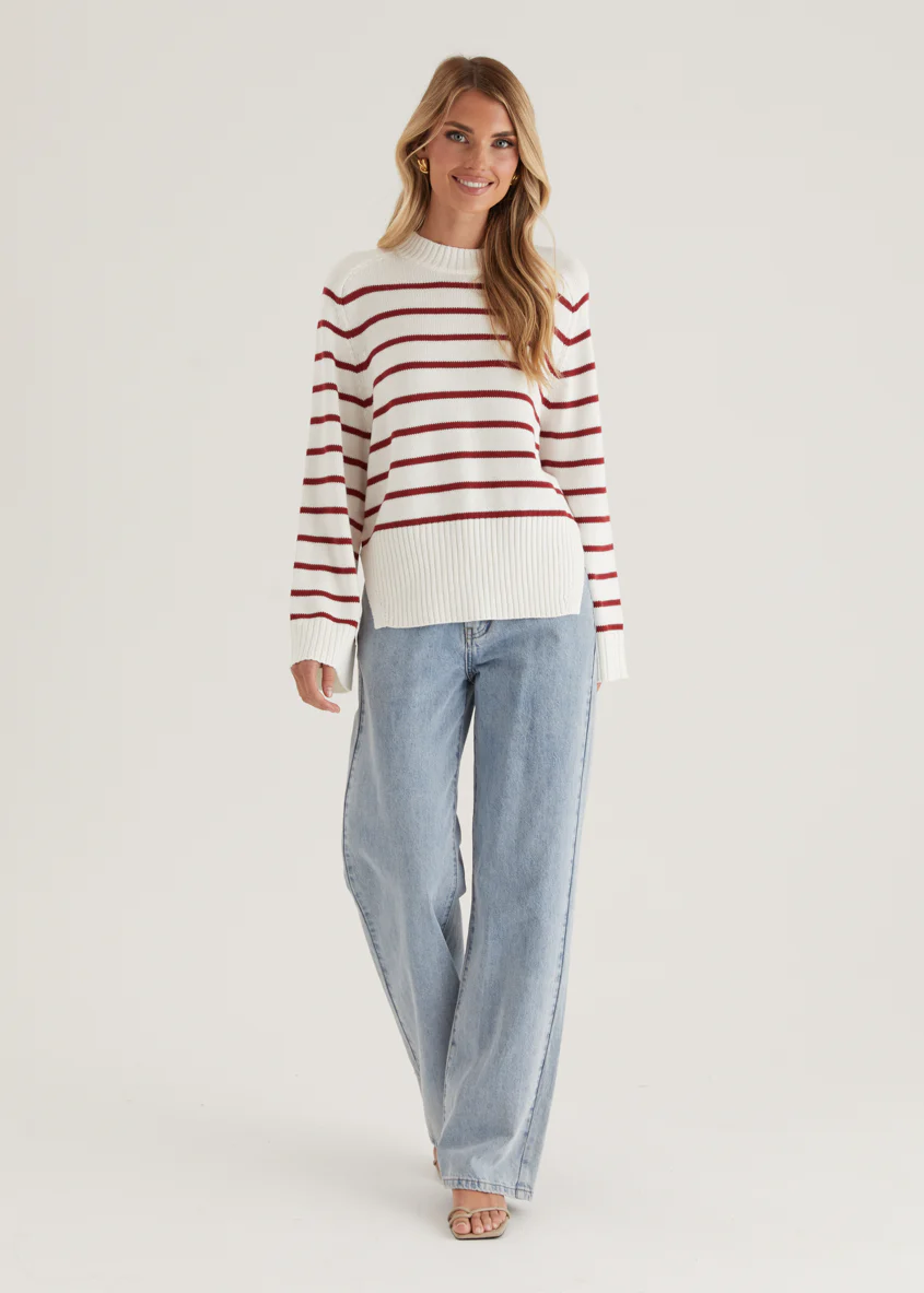Eva Sweater - Wine Stripe - Image 9