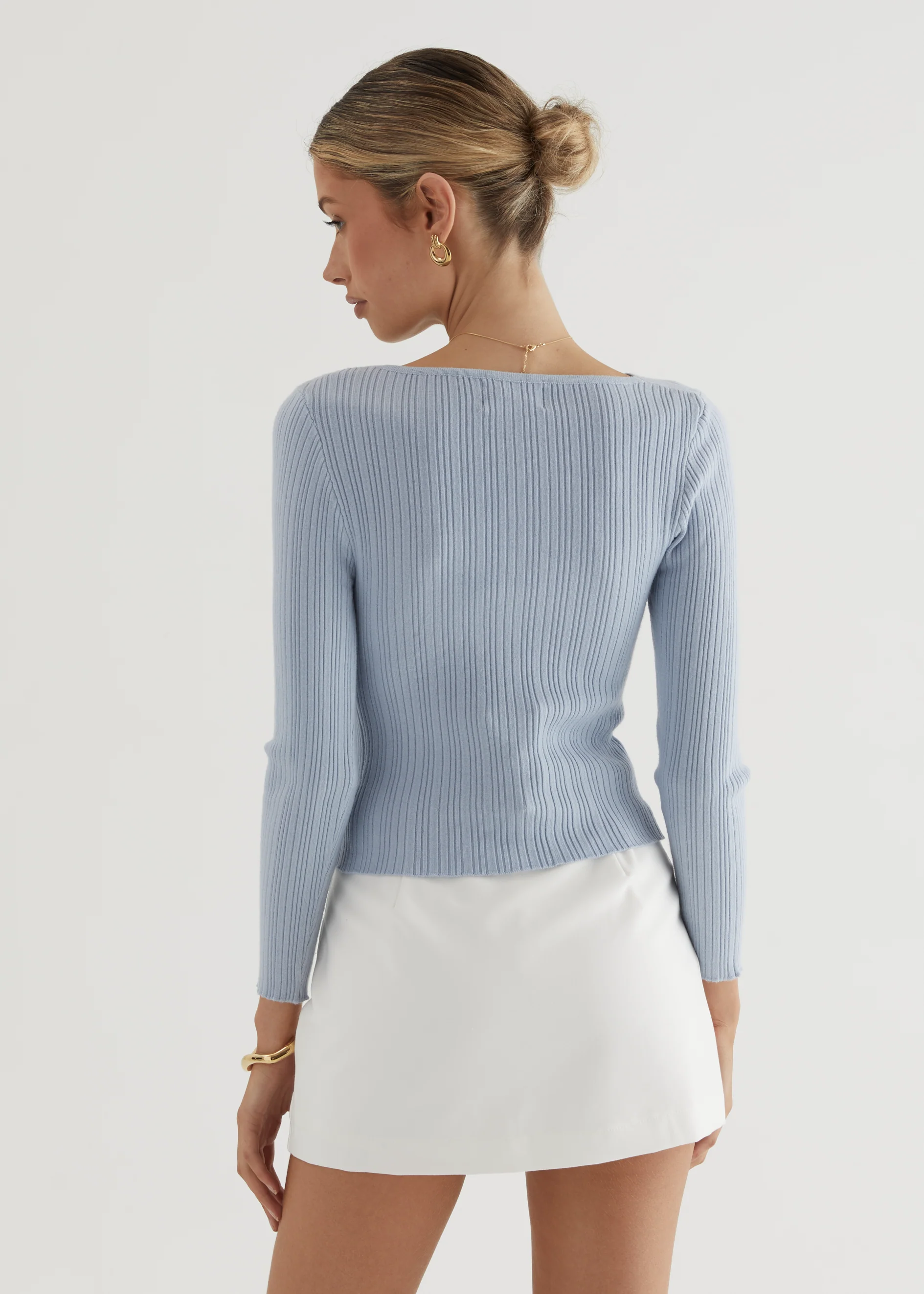 Fenla Twist Knit Top - Powder Blue - Image 15