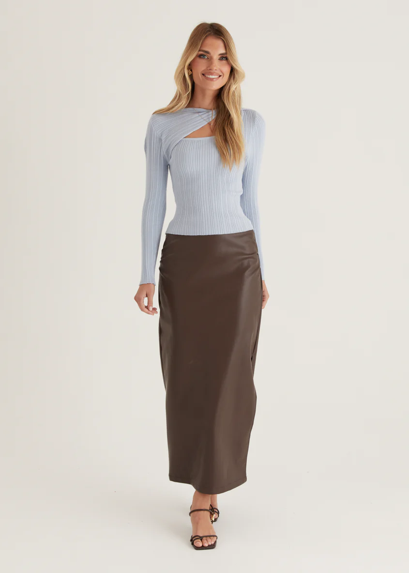Fenla Twist Knit Top - Powder Blue - Image 4