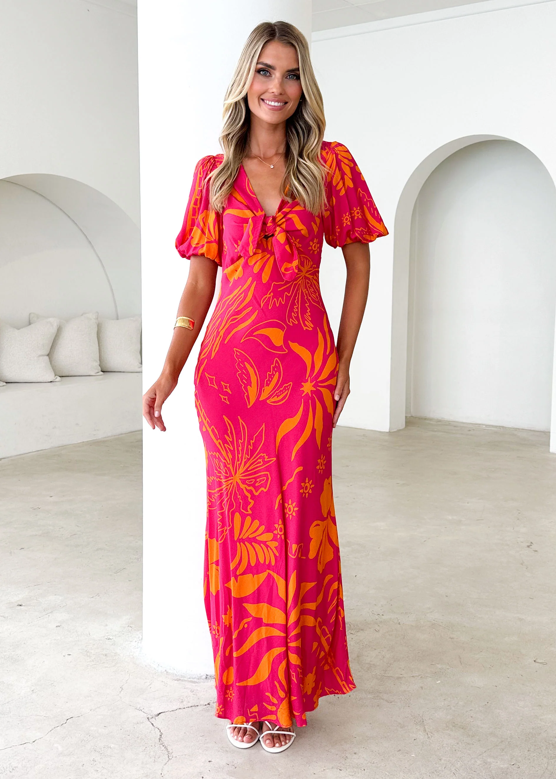 Fiona Midi Dress - Magenta Abstract - Image 3
