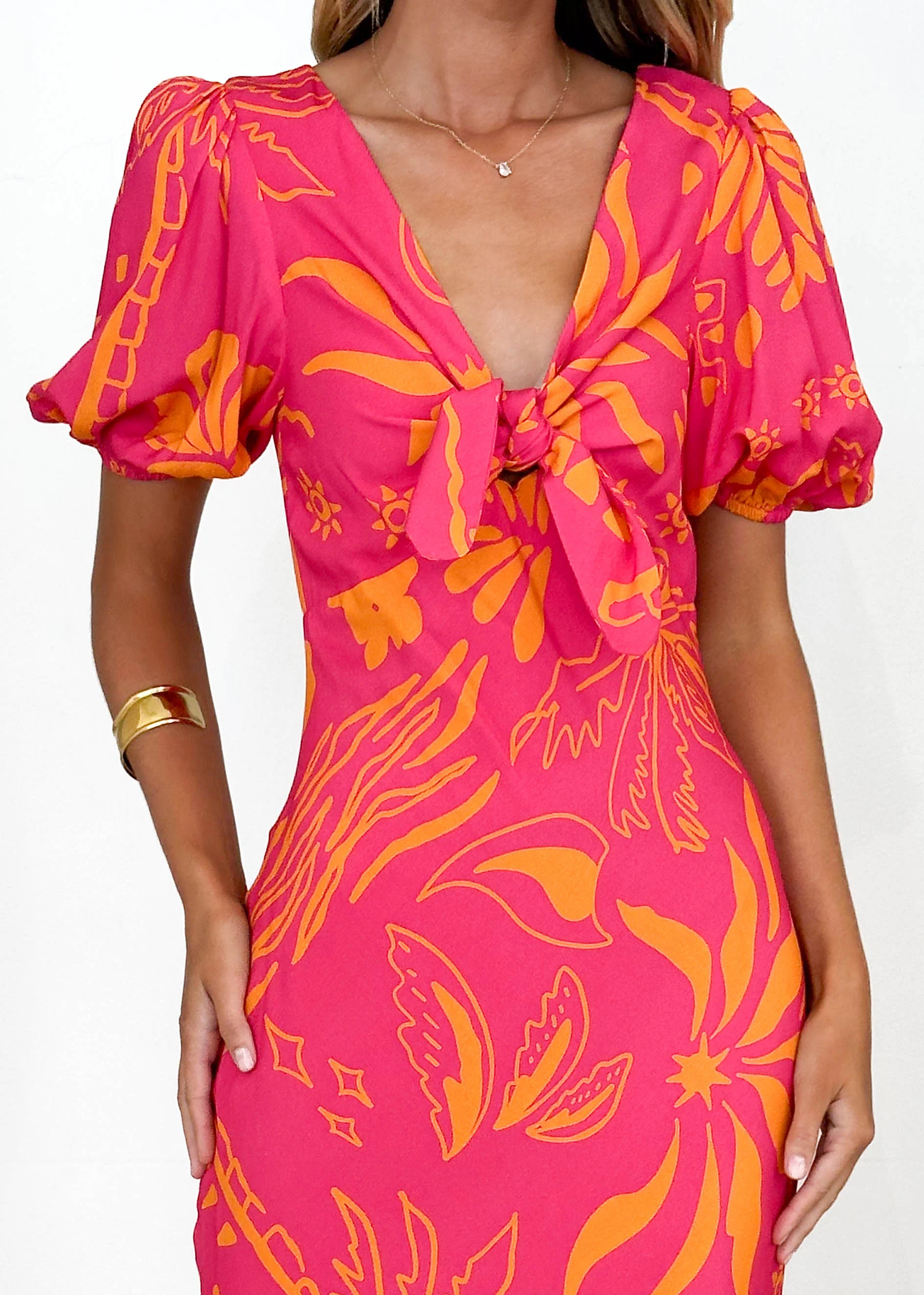 Fiona Midi Dress - Magenta Abstract - Image 7