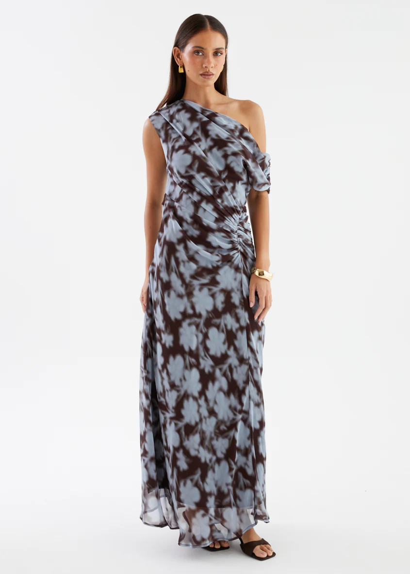Flirtini One Shoulder Maxi Dress - Blue Leaf - Image 6