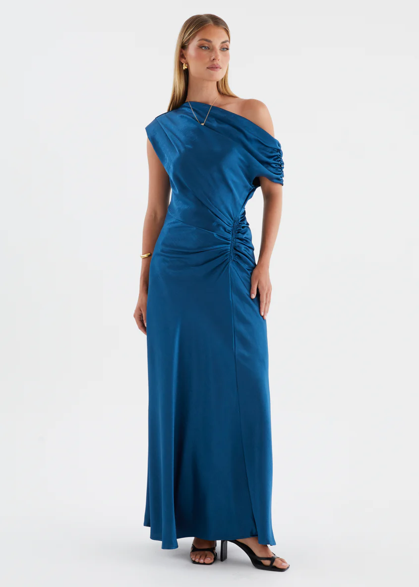 Flirtini One Shoulder Maxi Dress - Indigo - Image 3