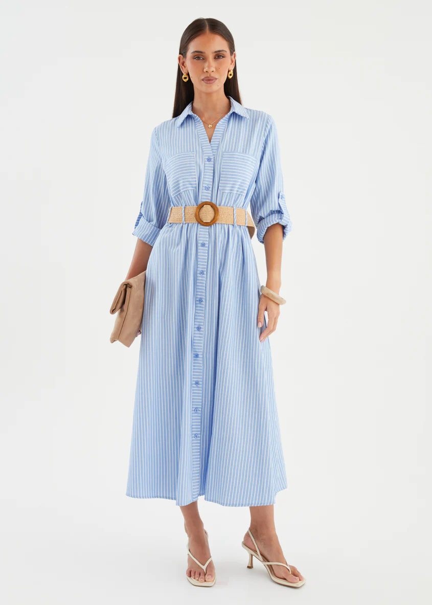 Franzine Maxi Dress - Blue Stripe - Image 6