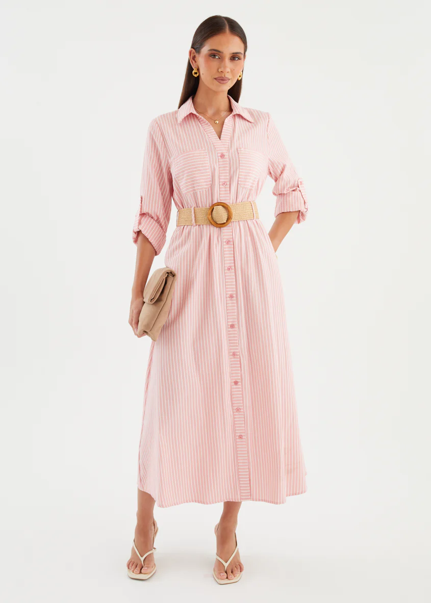 Franzine Maxi Dress - Pink Stripe - Image 2
