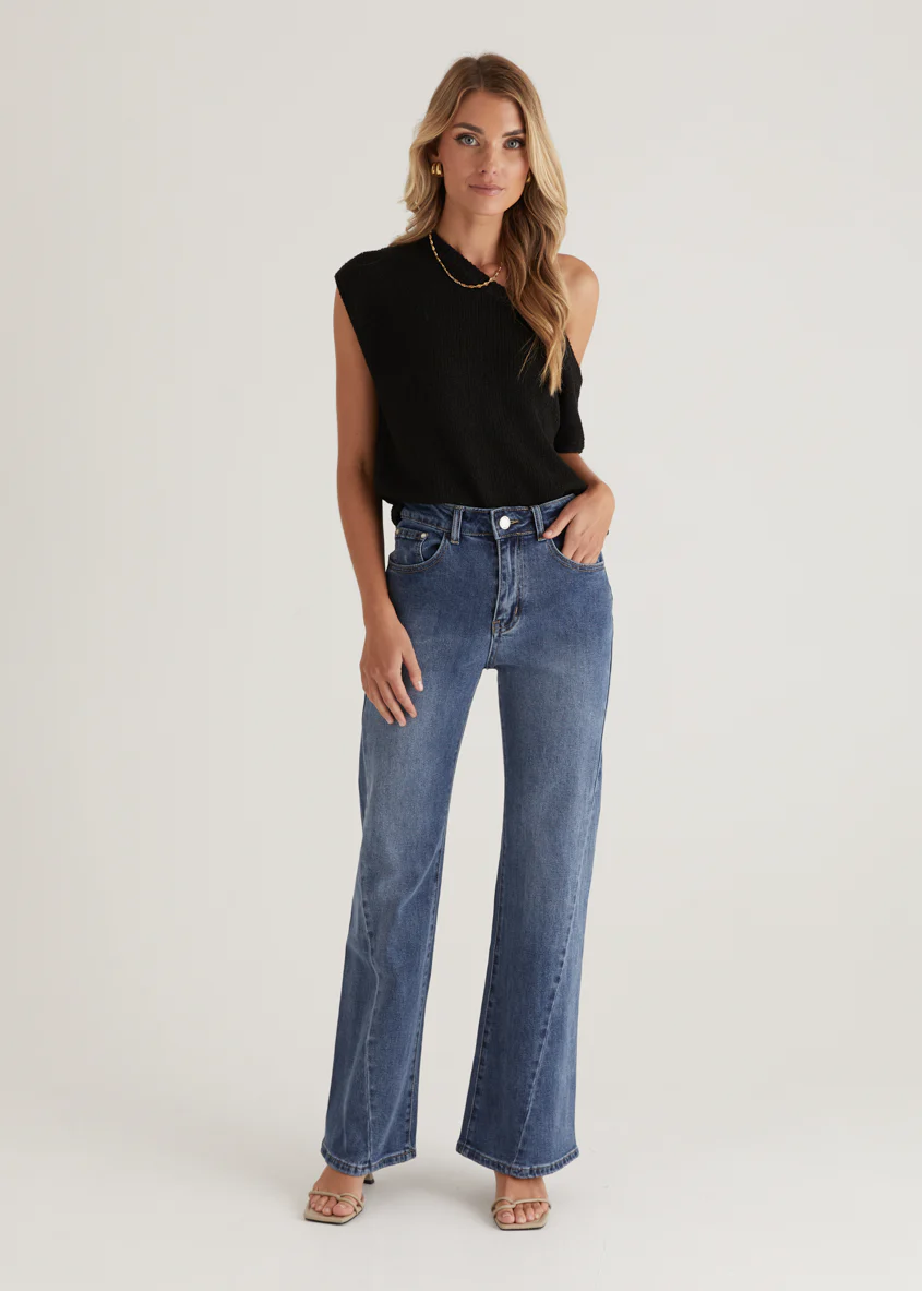 Georgie Stretch Flare  Jeans - Mid Blue - Image 3