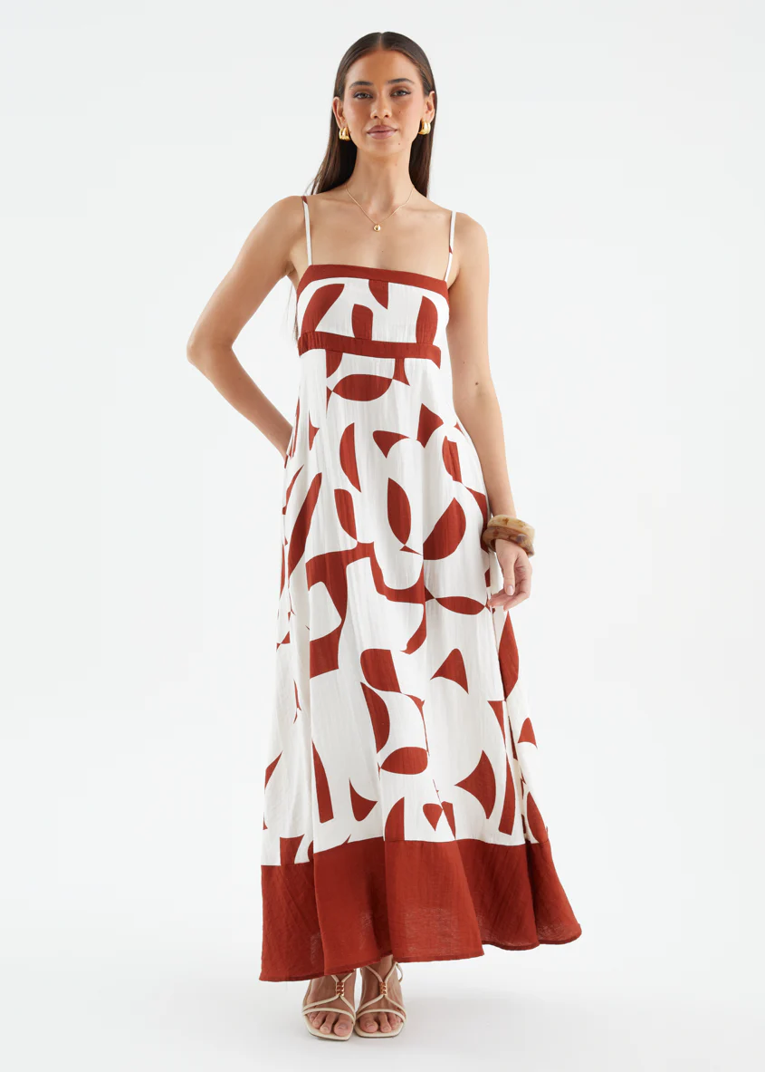 Givara Maxi Dress - Brown Abstract - Image 3