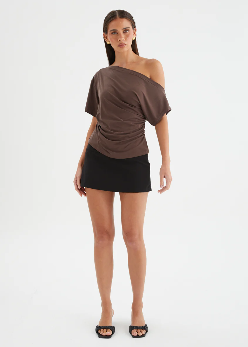 Haley Drop Shoulder Top - Chocolate - Image 3