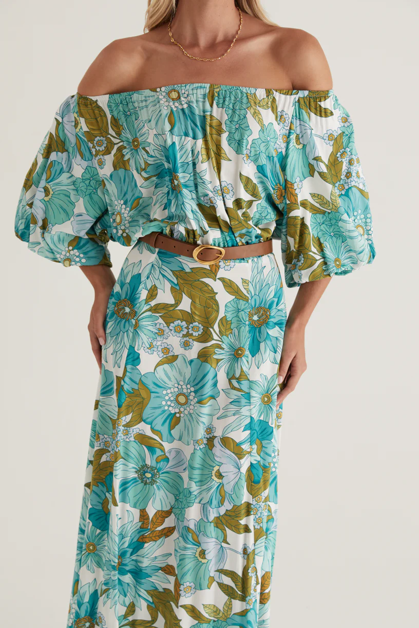 Hallie Off Shoulder Maxi Dress - Amaya Green - Image 9