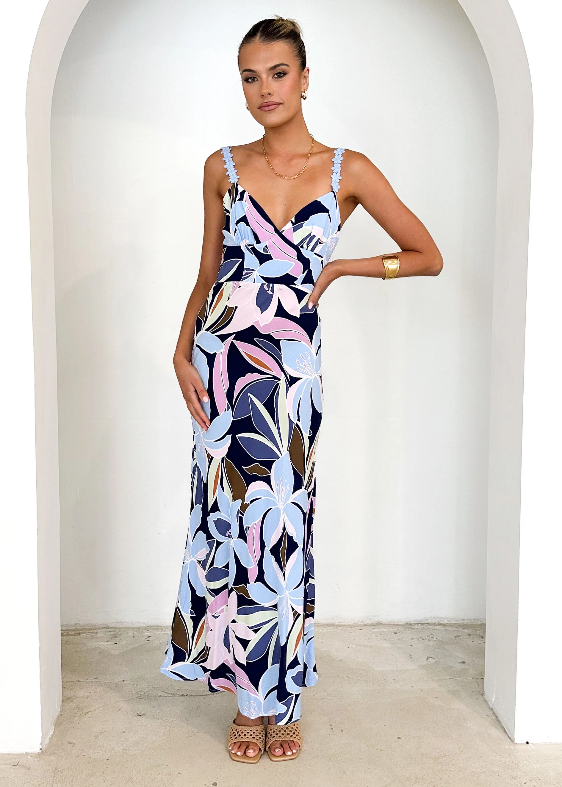 Halo Maxi Dress - Blue Flowers - Image 3