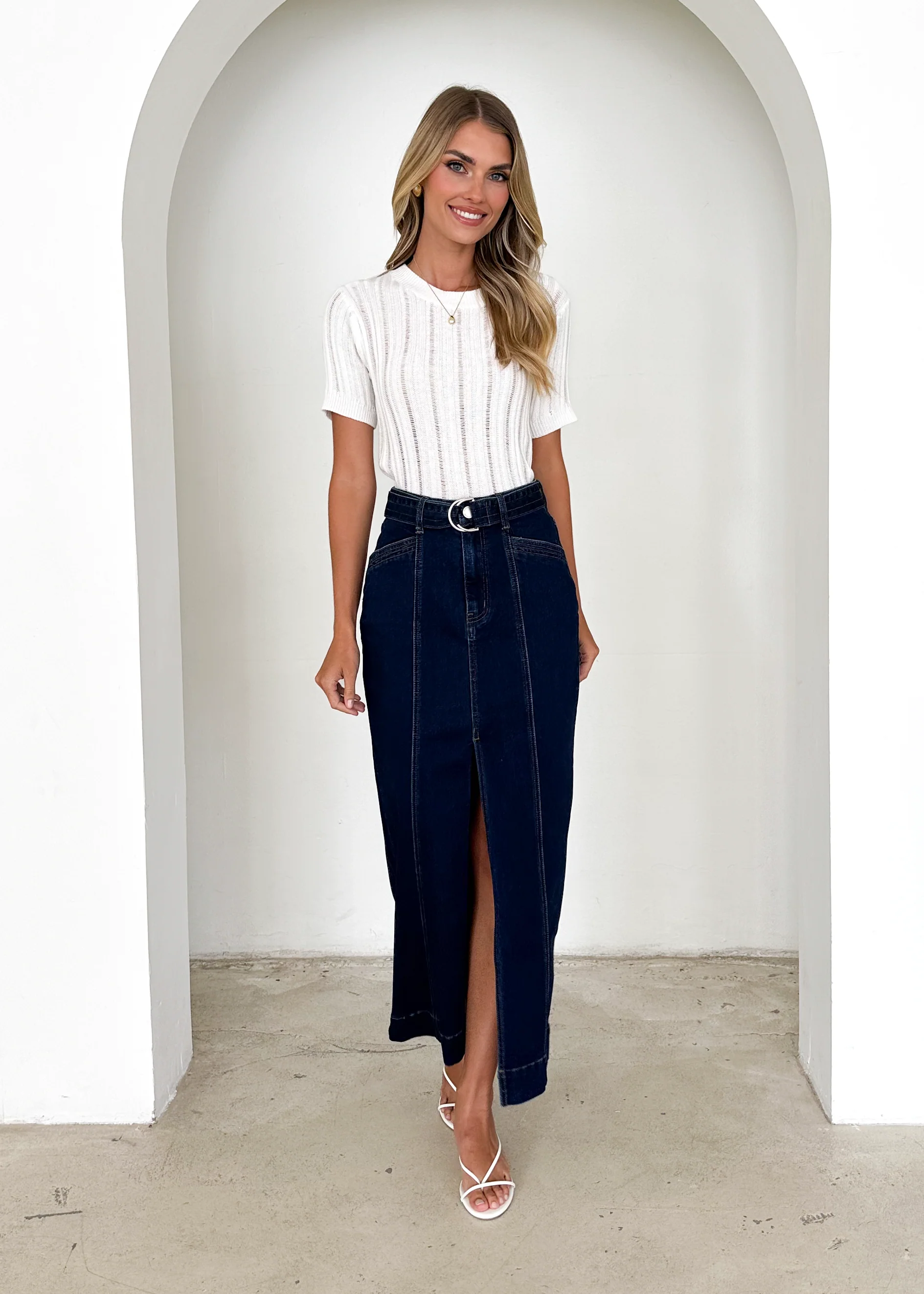 Hampton Stretch Maxi Skirt - Indigo - Image 4