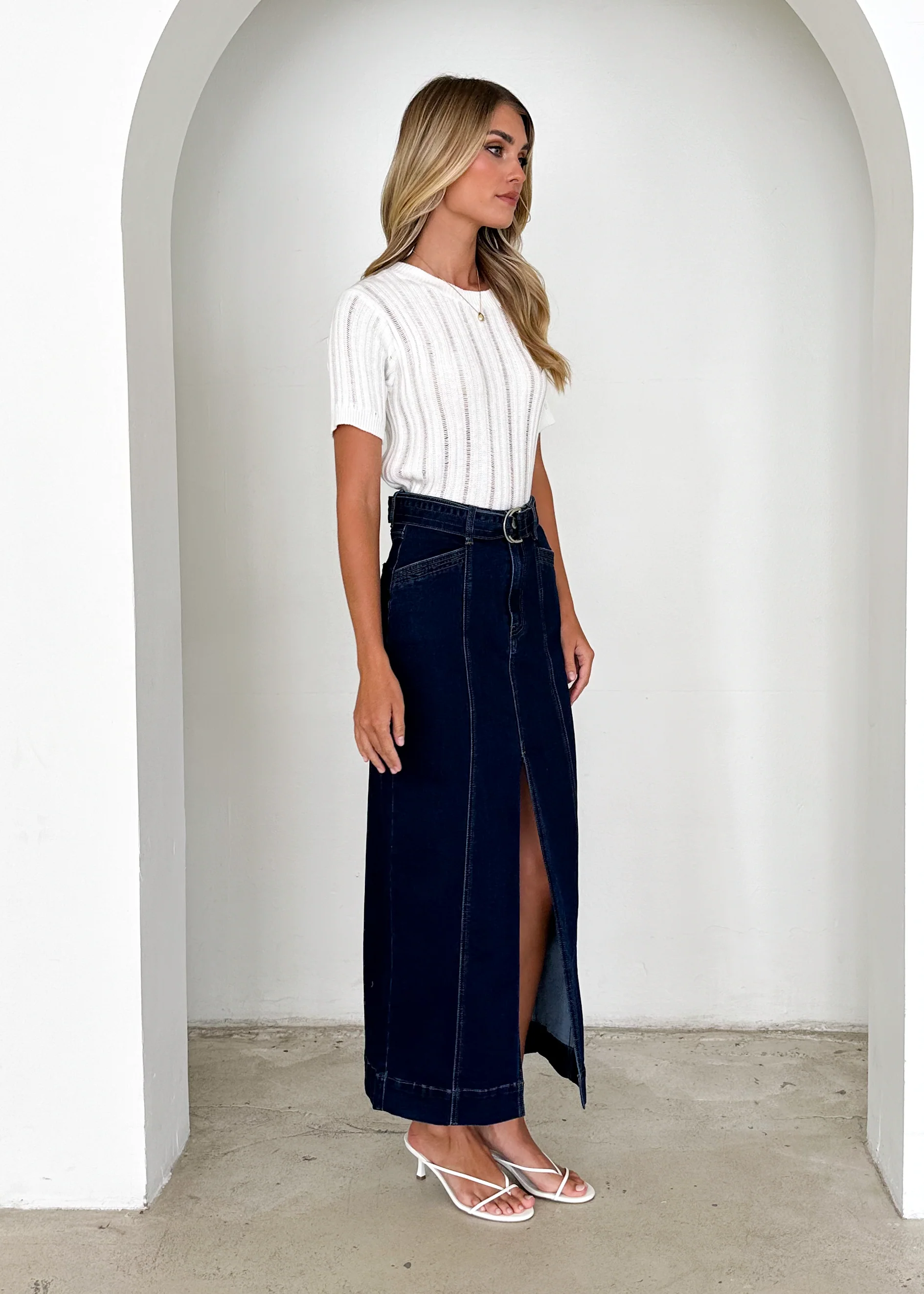 Hampton Stretch Maxi Skirt - Indigo - Image 5