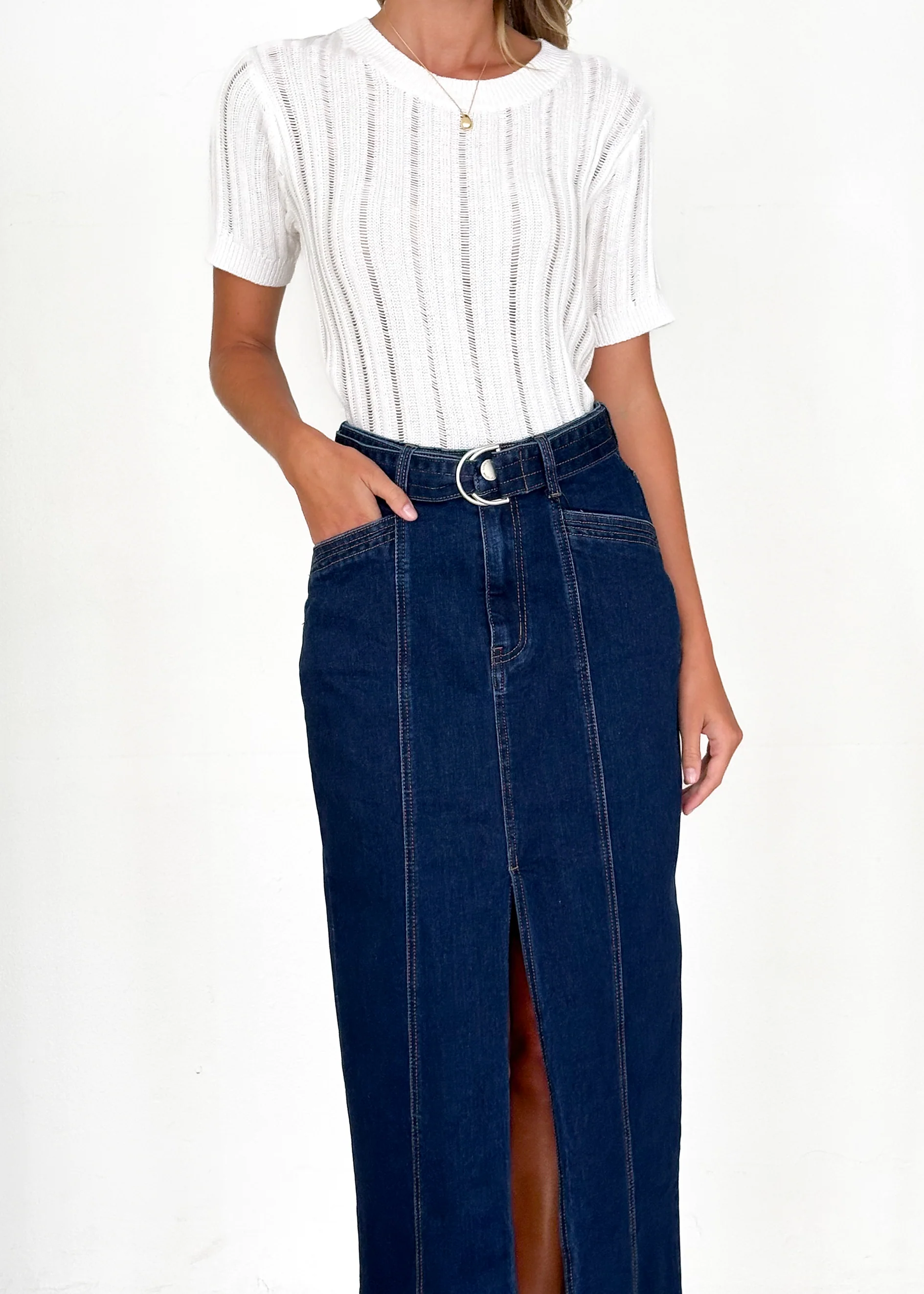 Hampton Stretch Maxi Skirt - Indigo - Image 7