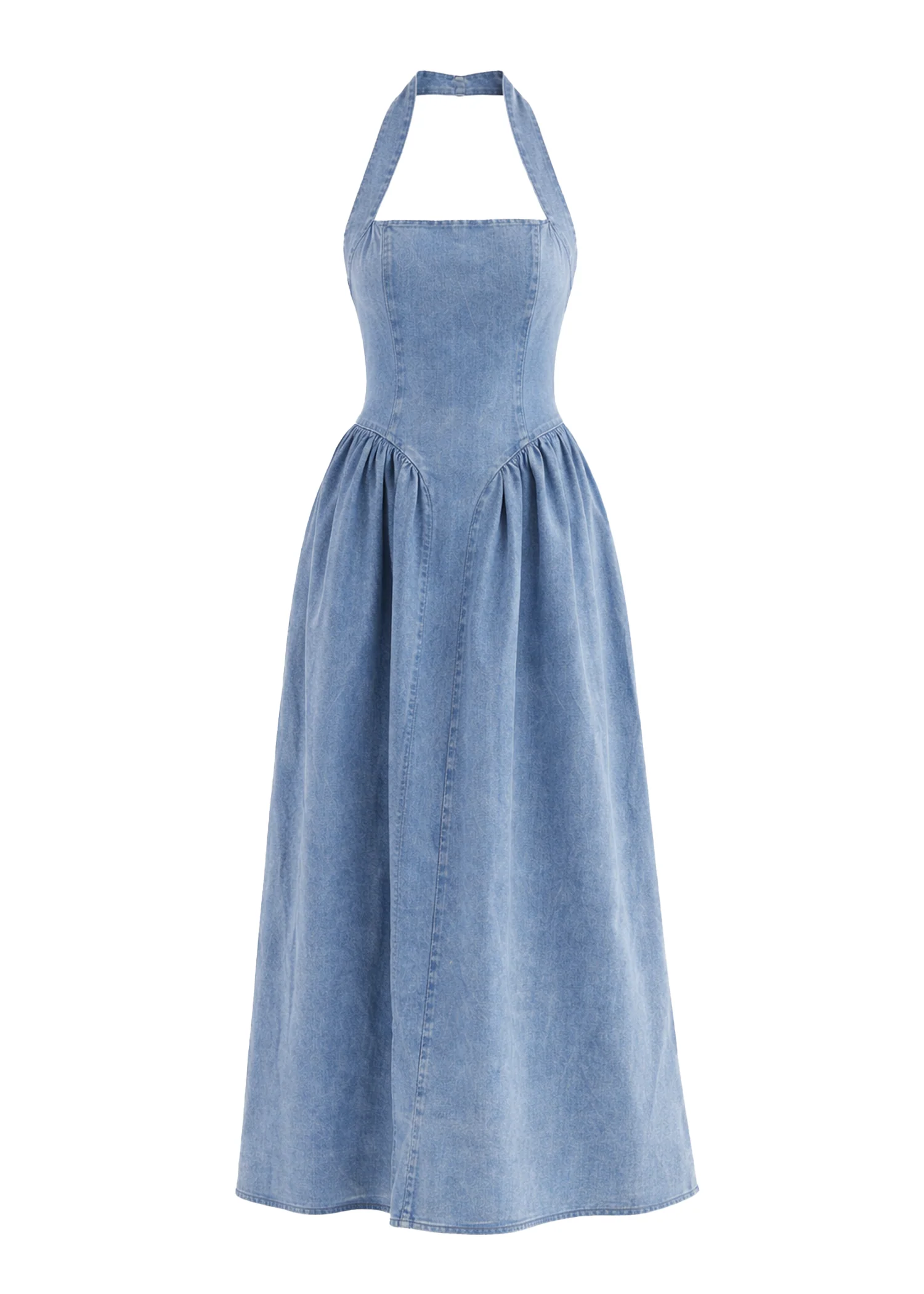 Harleen Halter Midi Dress - Blue Wash - Image 2