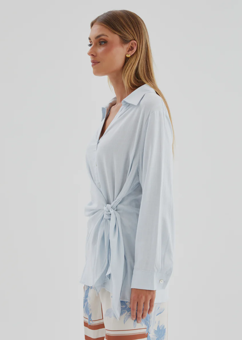 Harper Wrap Shirt - Ice Blue - Image 4