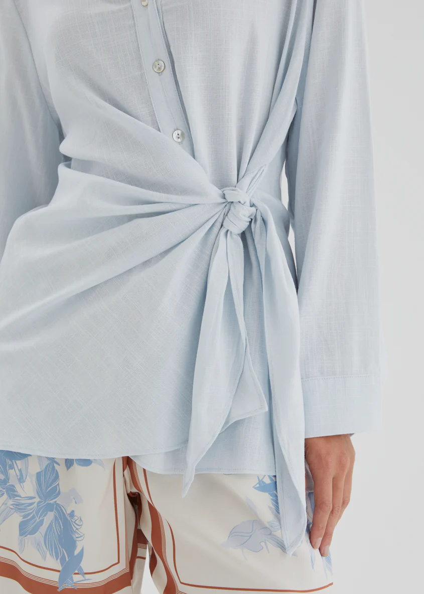 Harper Wrap Shirt - Ice Blue - Image 9