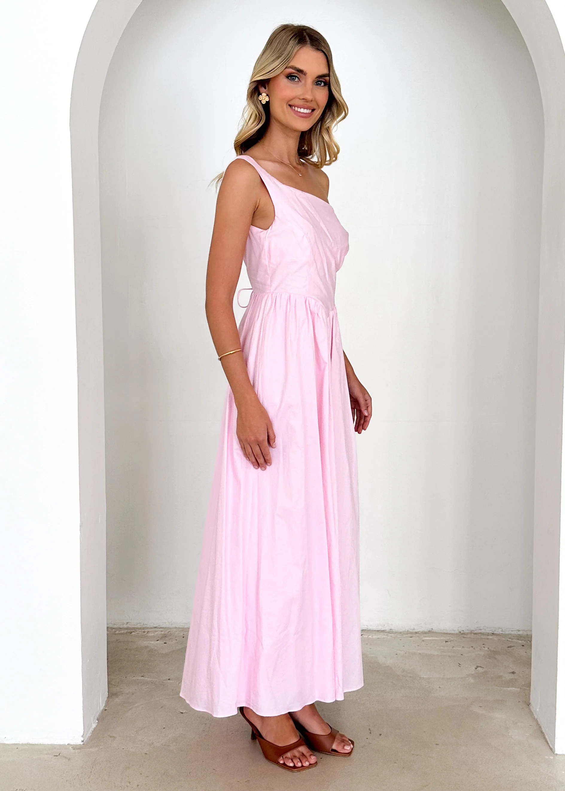 Haven One Shoulder Maxi Dress - Blush - Image 5